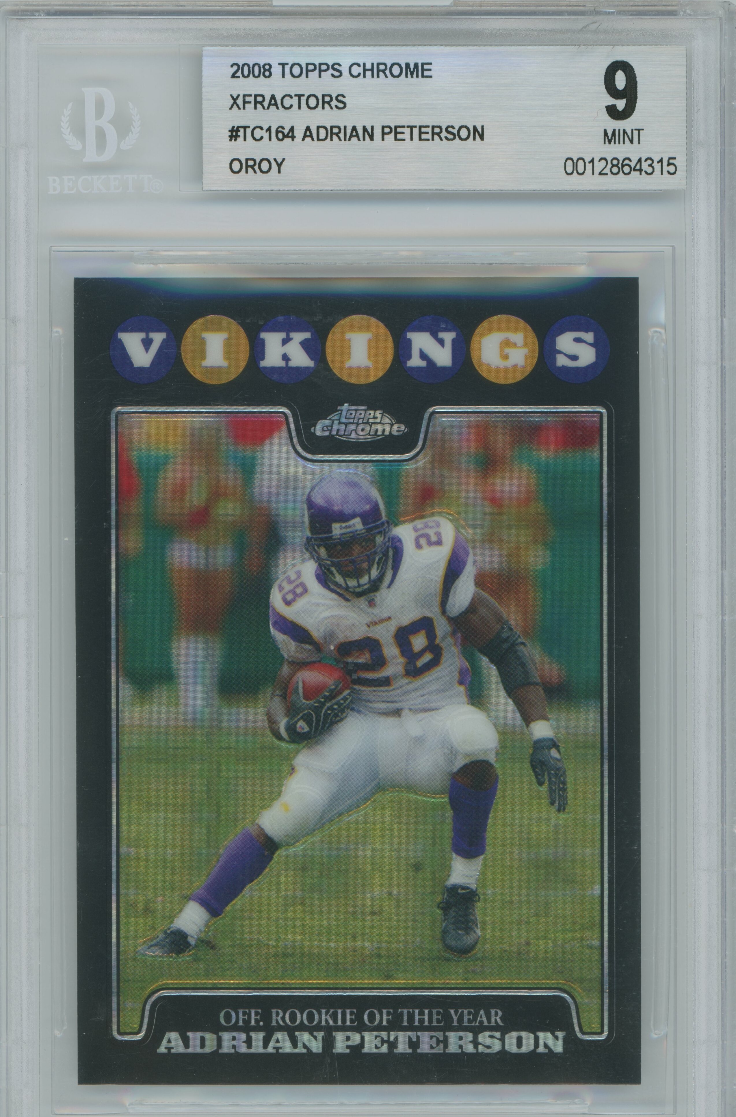 2008 Topps Chrome OROY Xfractor Adrian Peterson BGS 9