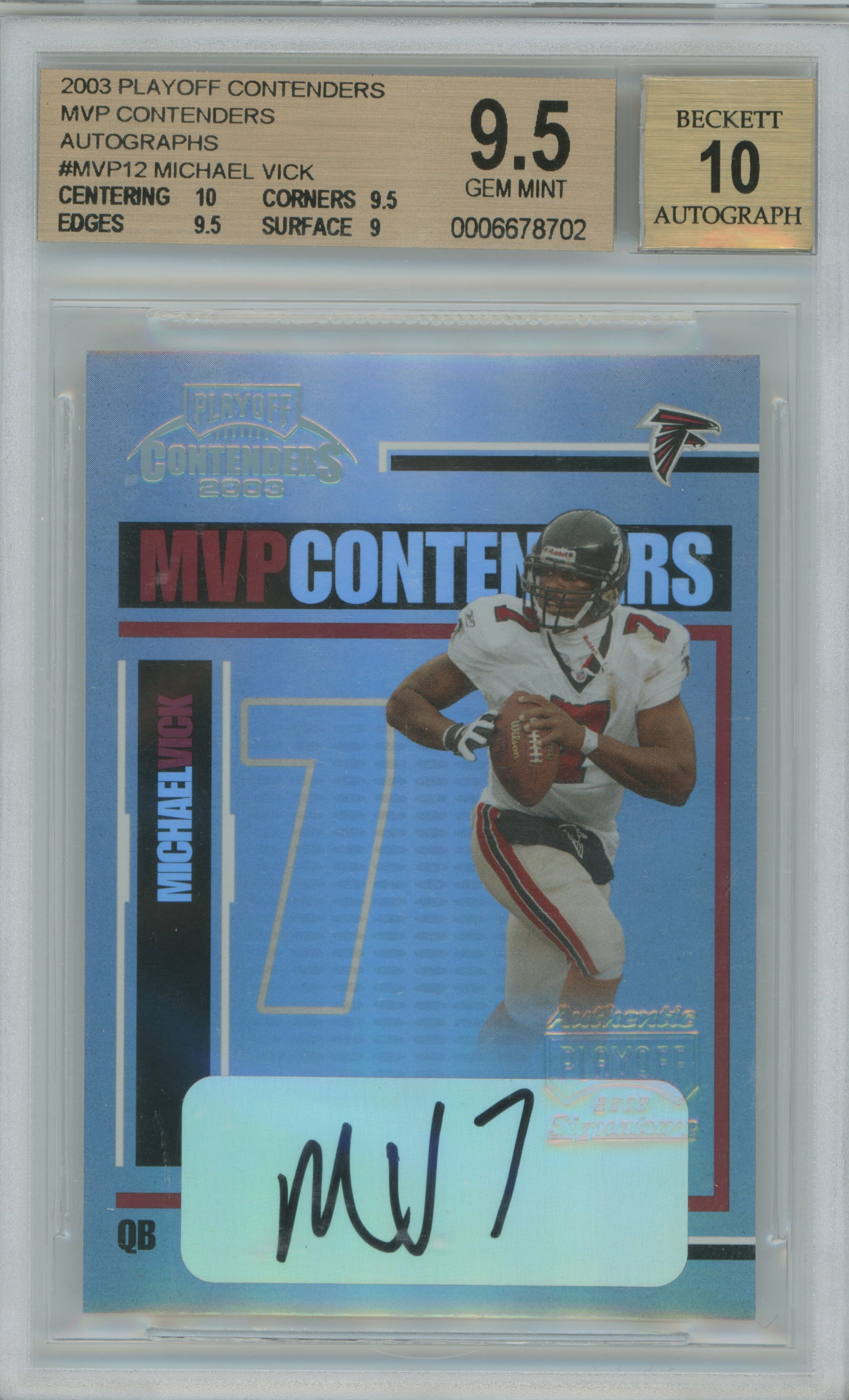 2003 Contenders MVP Contenders Auto Michael Vick BGS 9.5