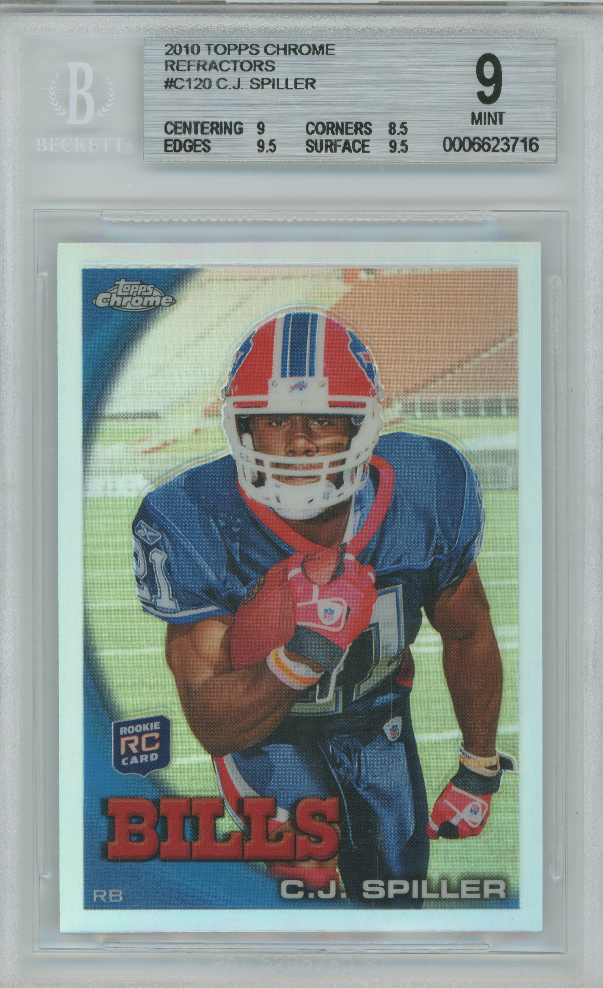 2010 Topps Chrome Refractor C.J. Spiller BGS 9