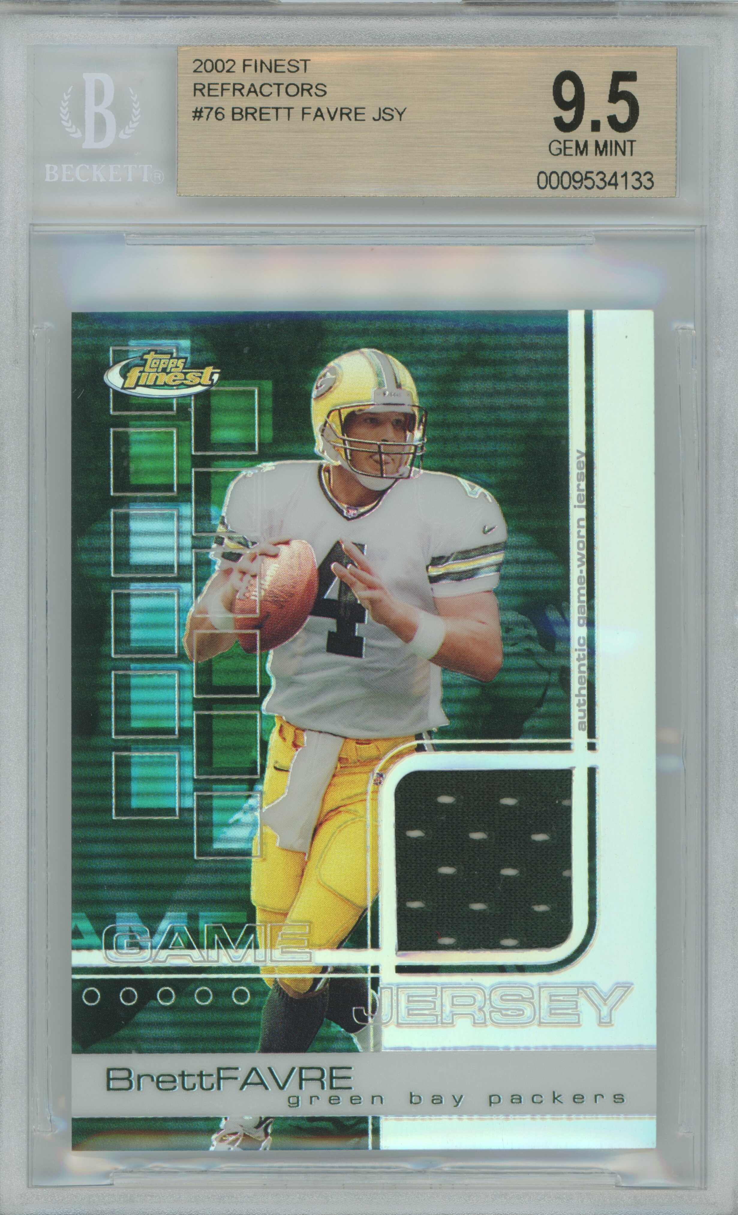 2002 Finest Refractor Jersey Brett Favre BGS 9.5