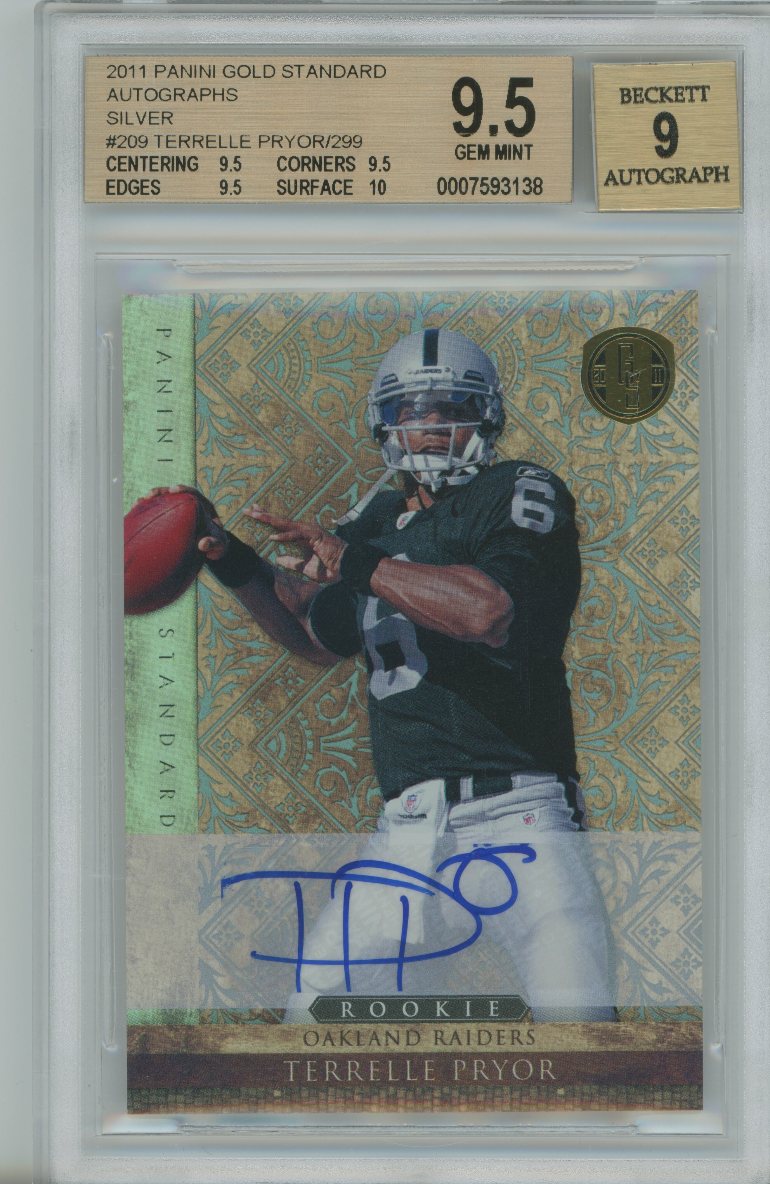 2011 Gold Standard Silver Auto Terrelle Pryor BGS 9.5