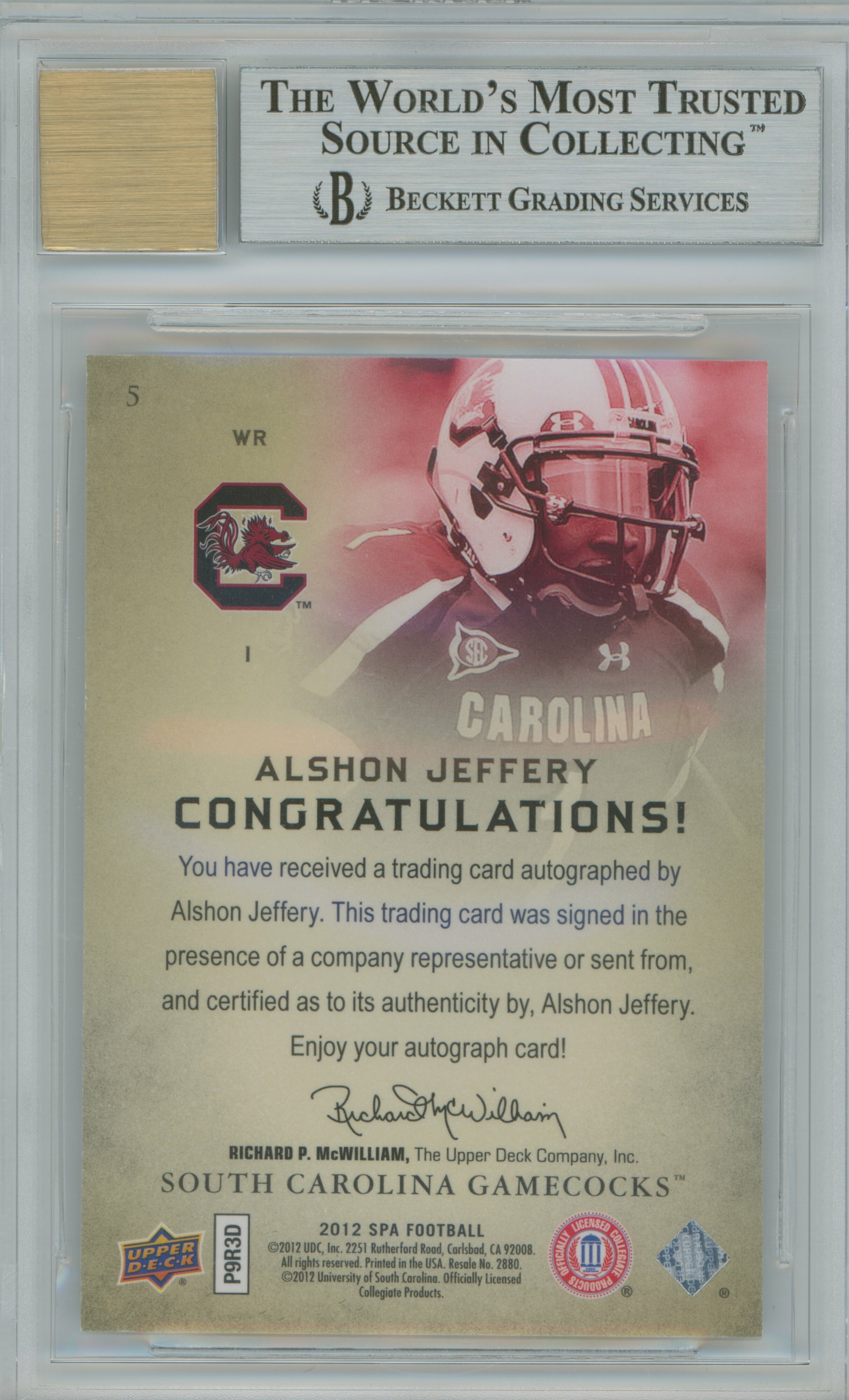 2012 SP Authentic Gold Auto Alshon Jeffery BGS 9