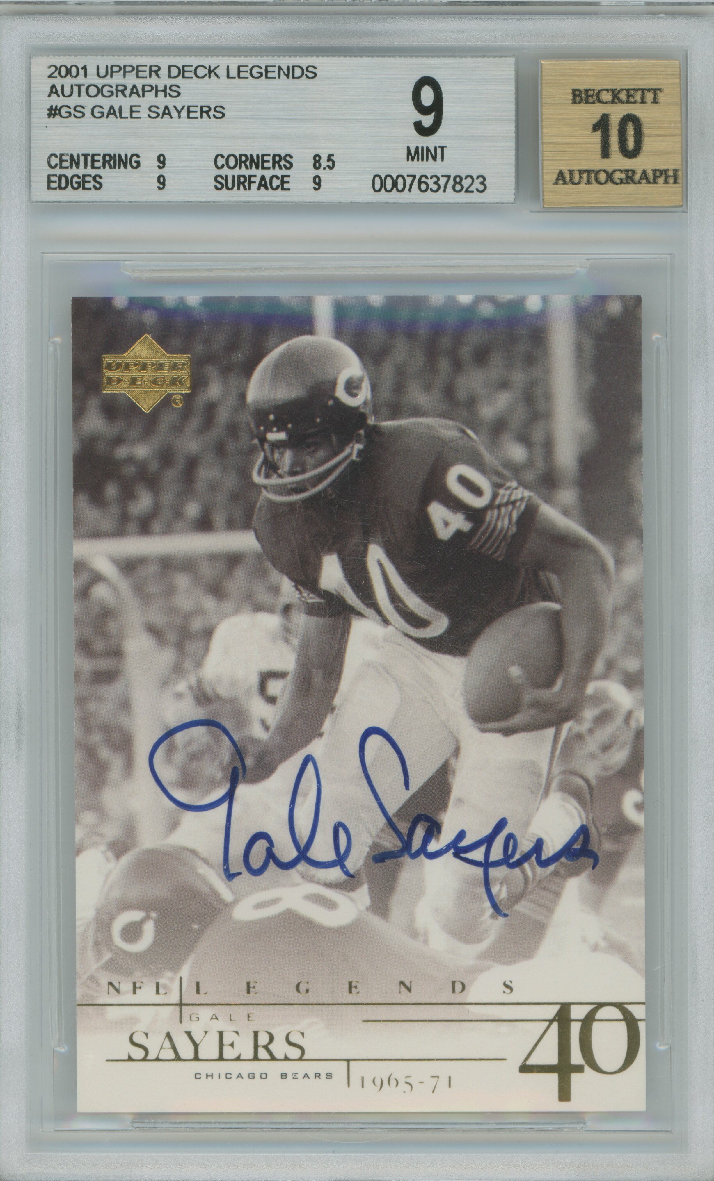 2001 Legends Auto Gale Sayers BGS 9