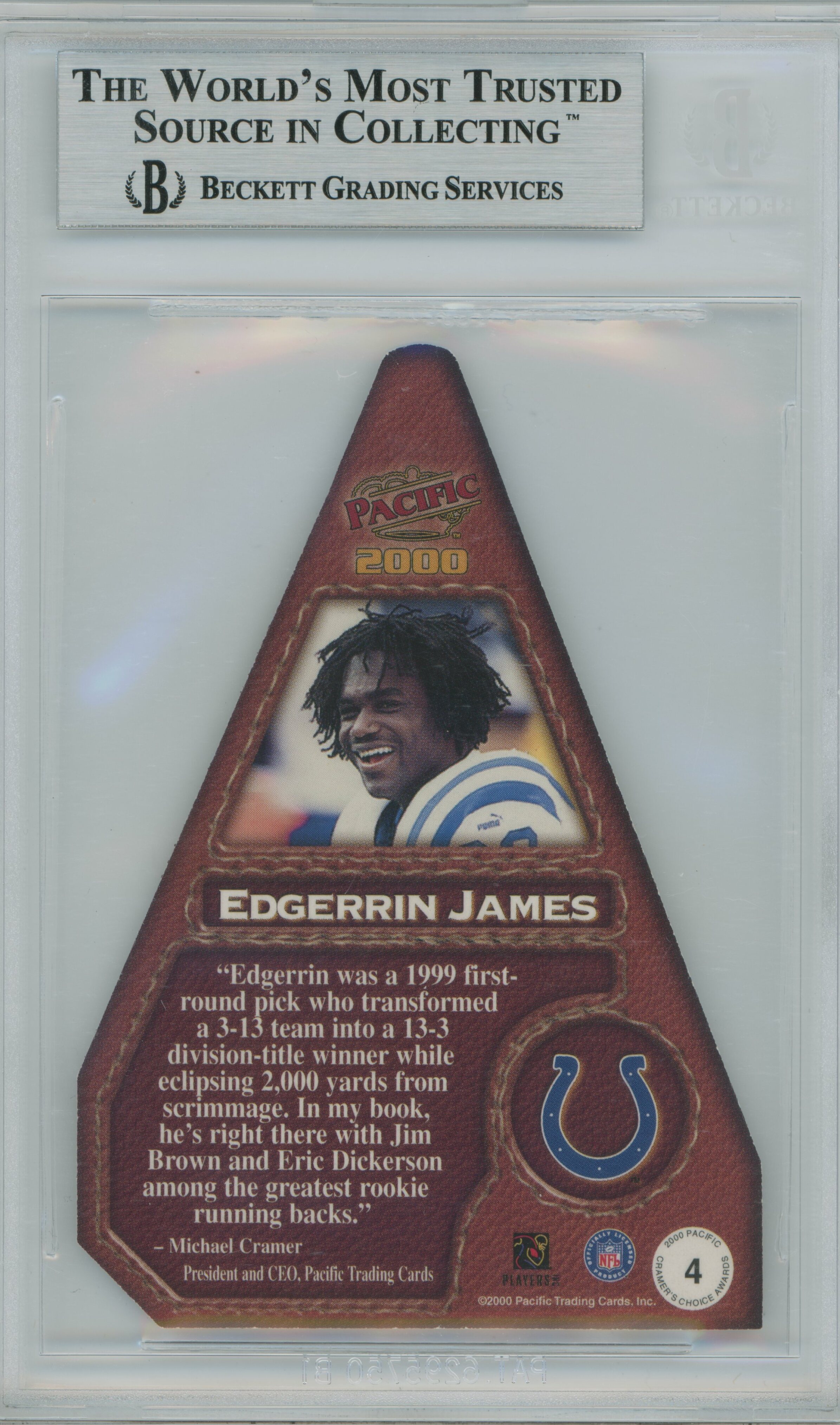 2000 Pacific Cramer's Choice Edgerrin James BGS 9