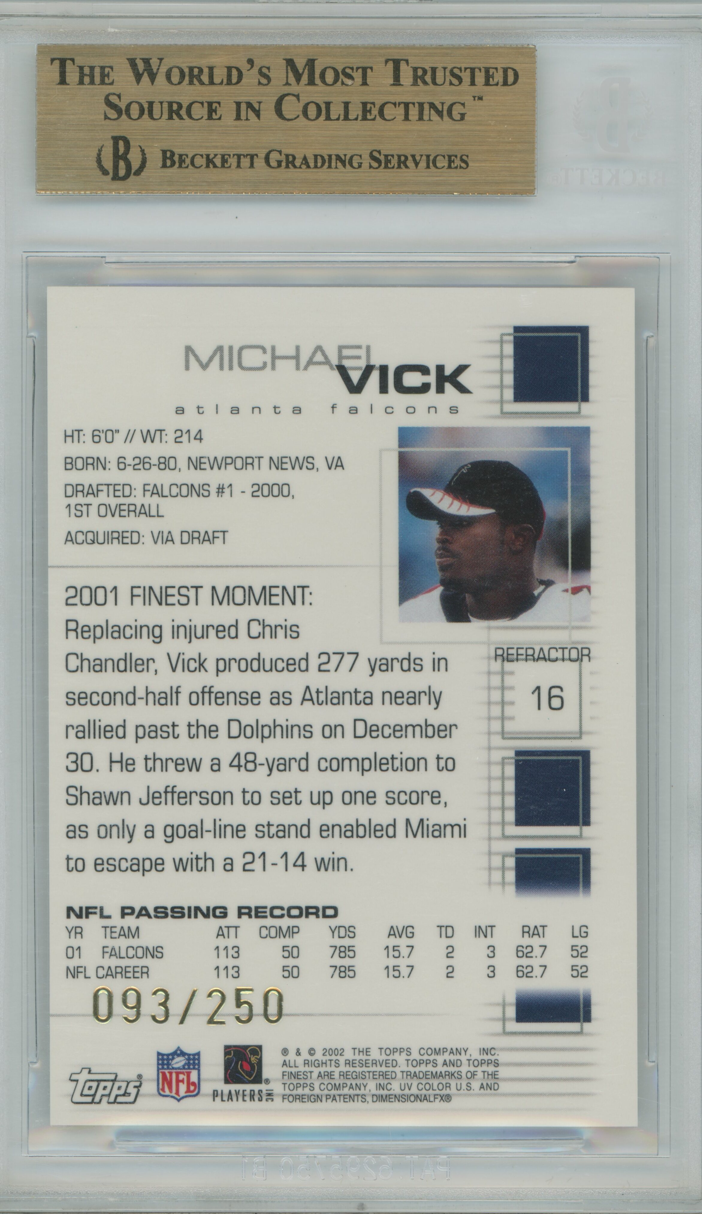 2002 Finest Refractor Michael Vick BGS 9.5