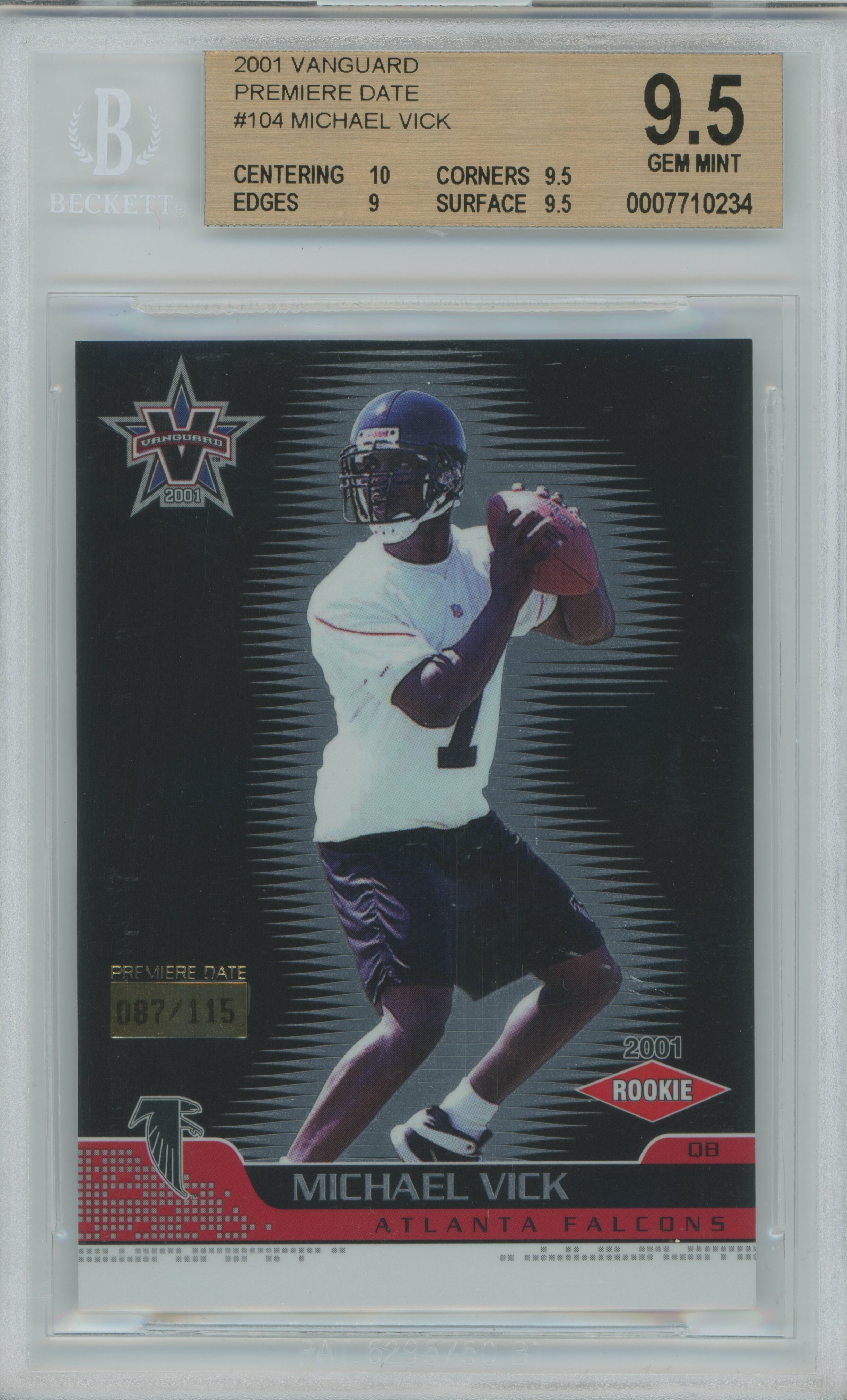 2001 Vanguard Premiere Date RC Michael Vick BGS 9.5