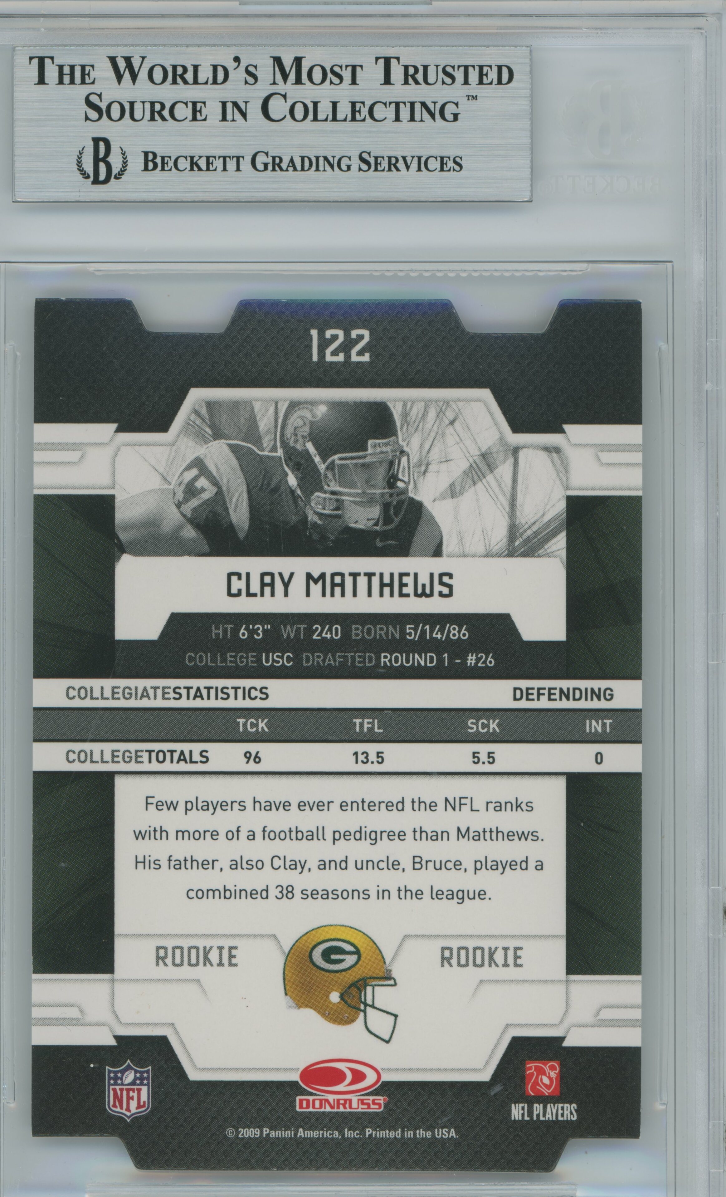 2009 Elite Aspirations RC Clay Matthews BGS 9