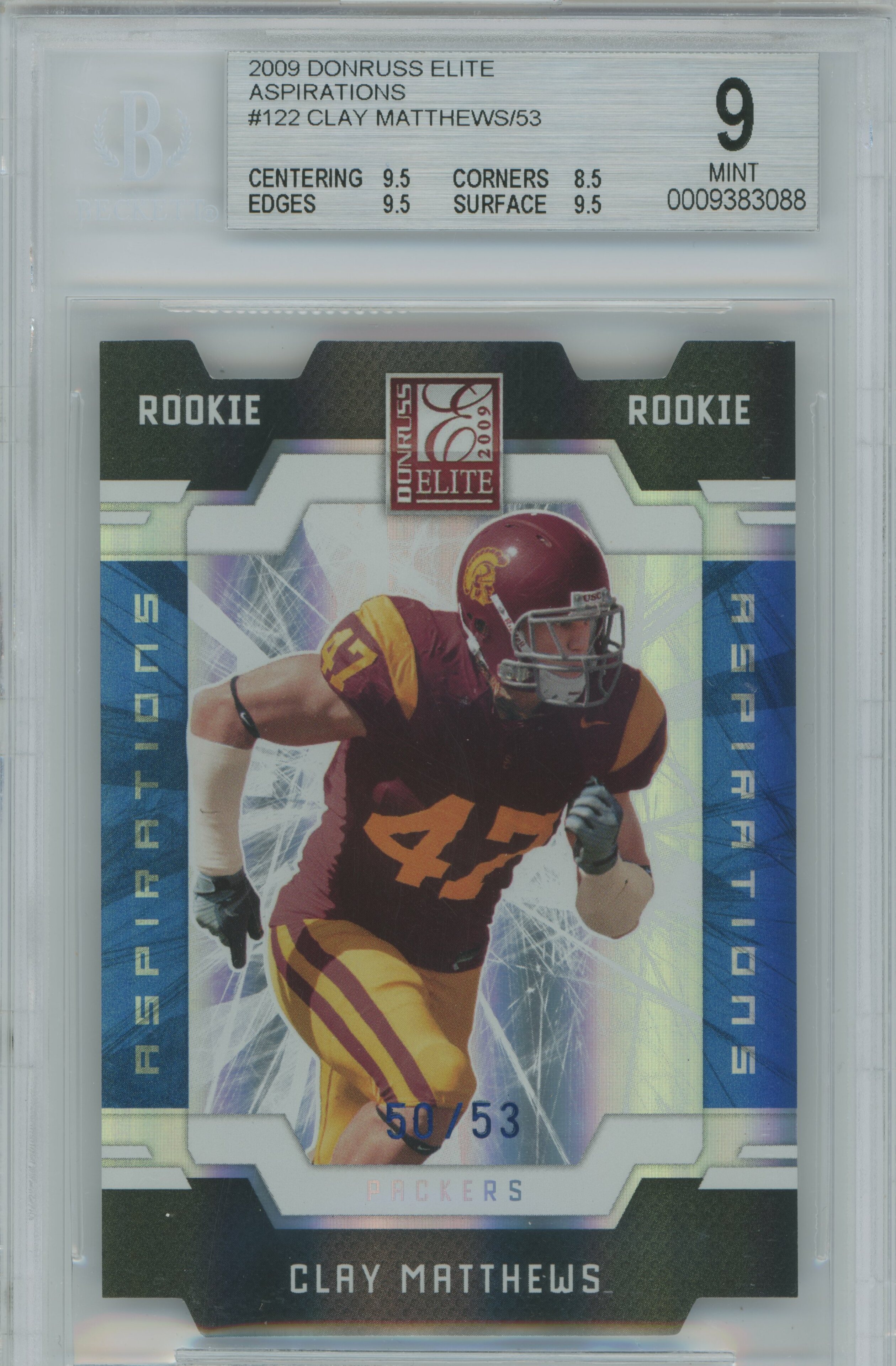 2009 Elite Aspirations RC Clay Matthews BGS 9