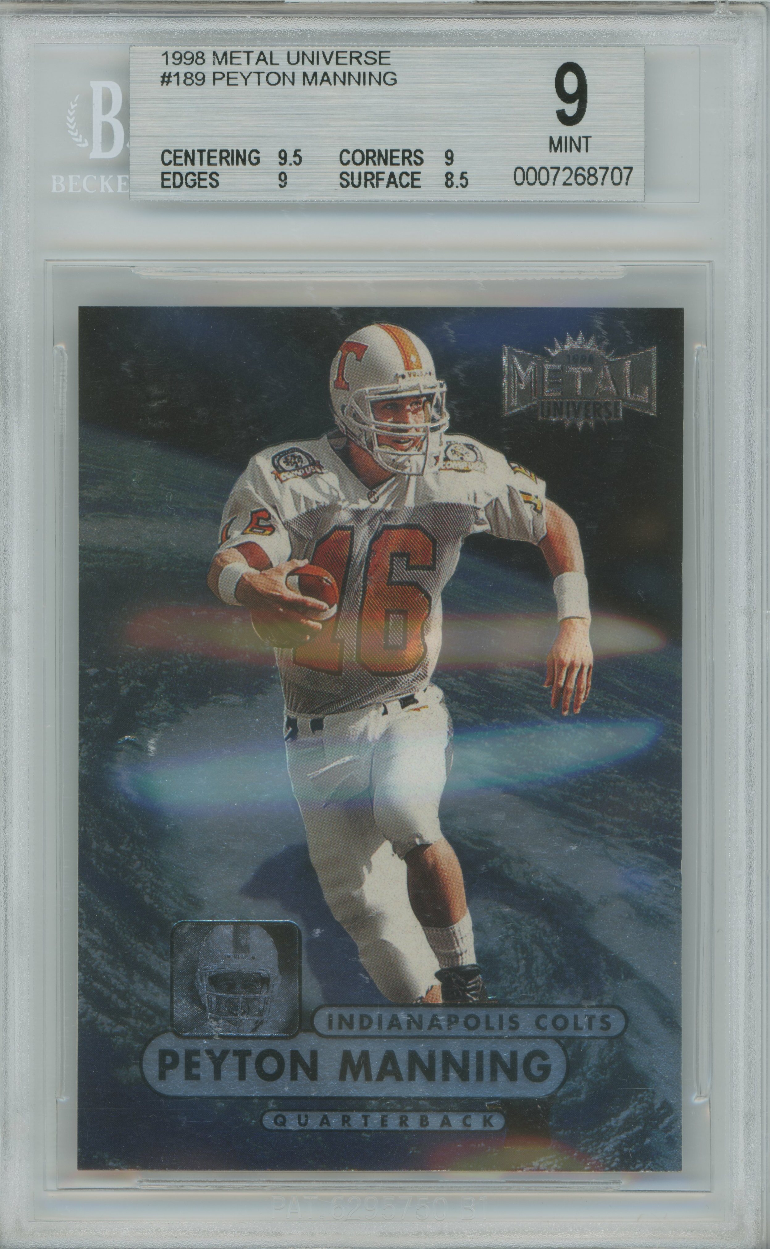 1998 Metal Universe Peyton Manning BGS 9