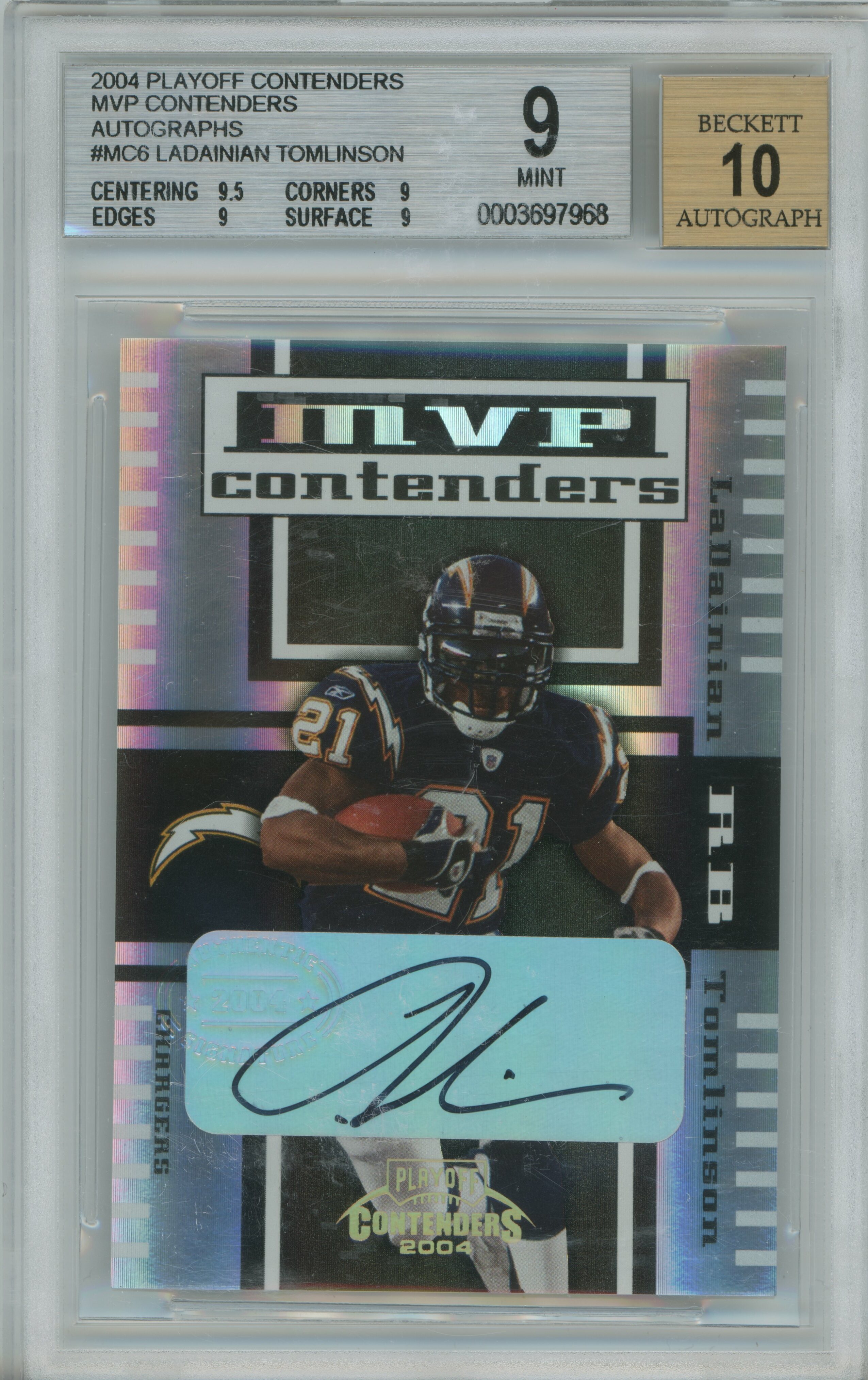 2004 Contenders MVP Contenders Auto LaDainian Tomlinson BGS 9