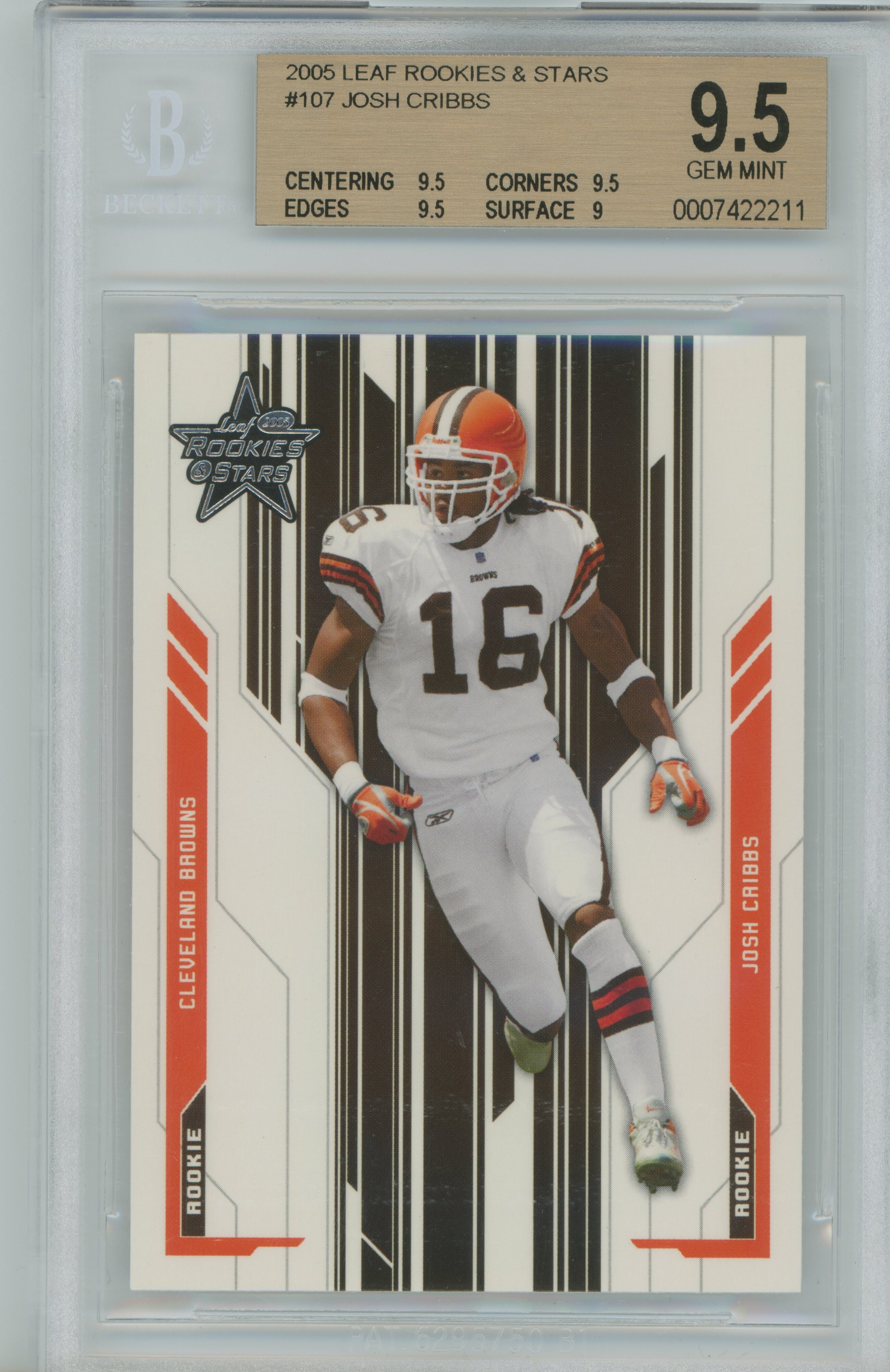 2005 Leaf Rookies & Stars Josh Cribbs BGS 9.5