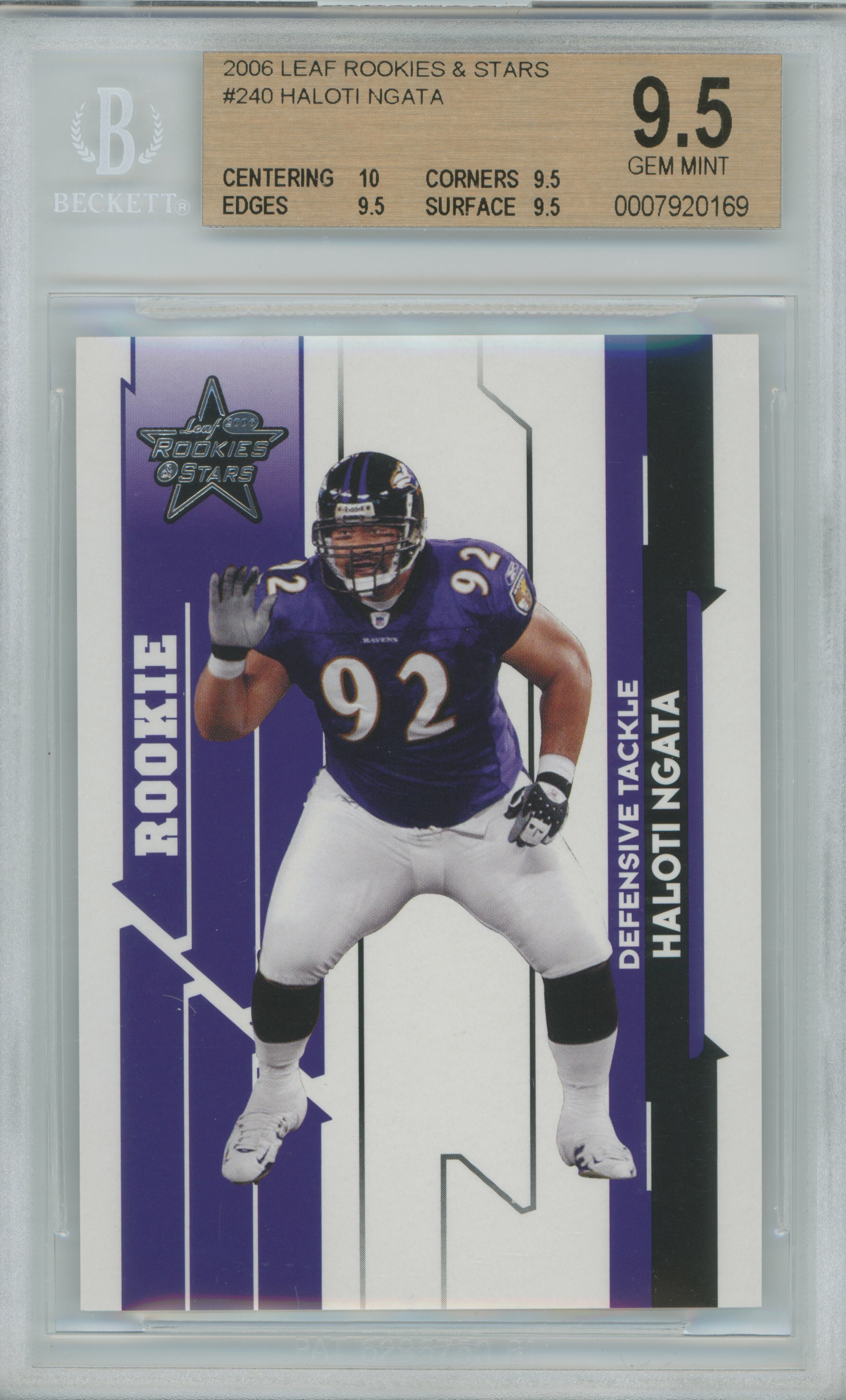 2006 Rookies & Stars RC Haloti Ngata BGS 9.5