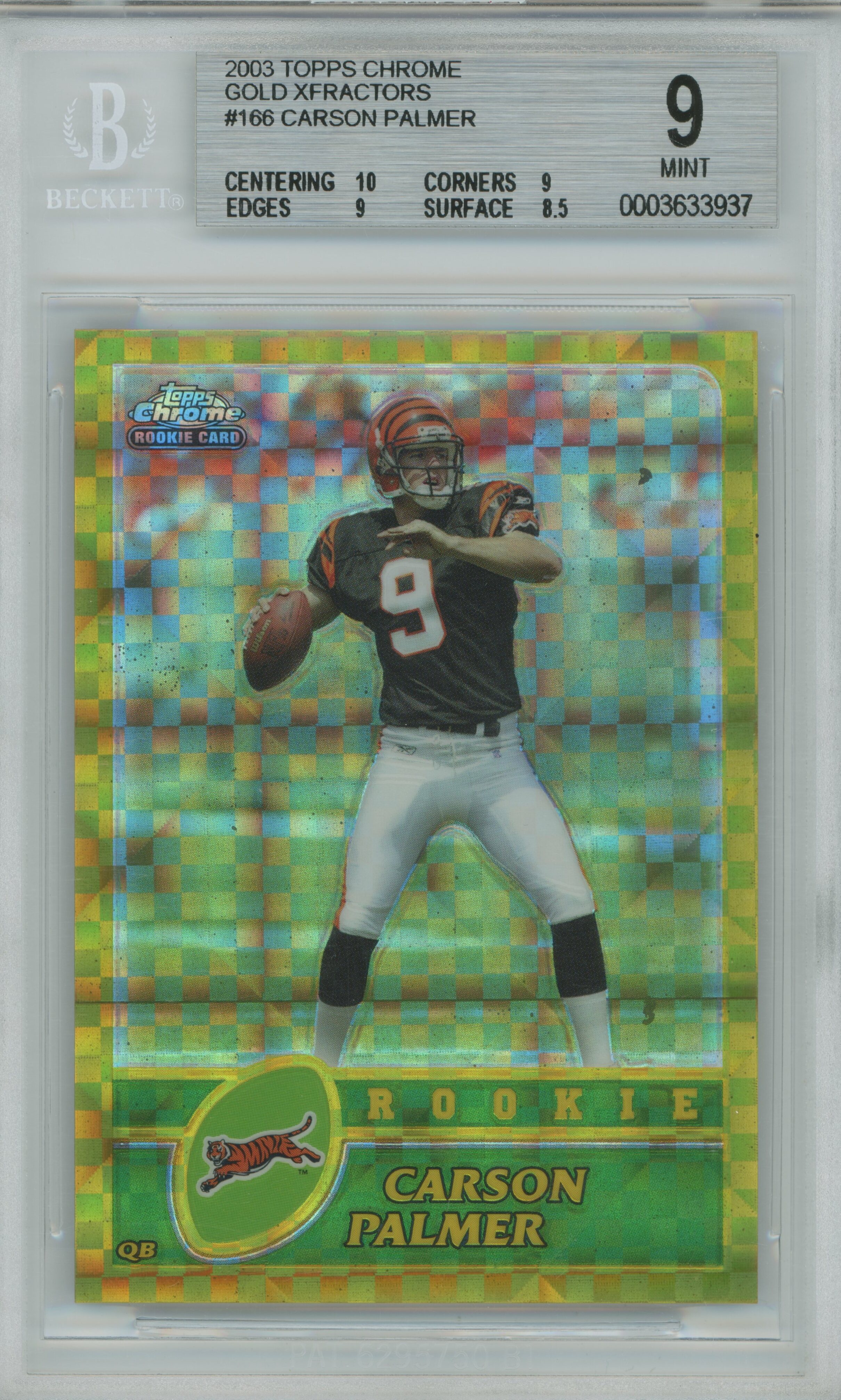 2003 Topps Chrome Gold Xfractor Carson Palmer BGS 9