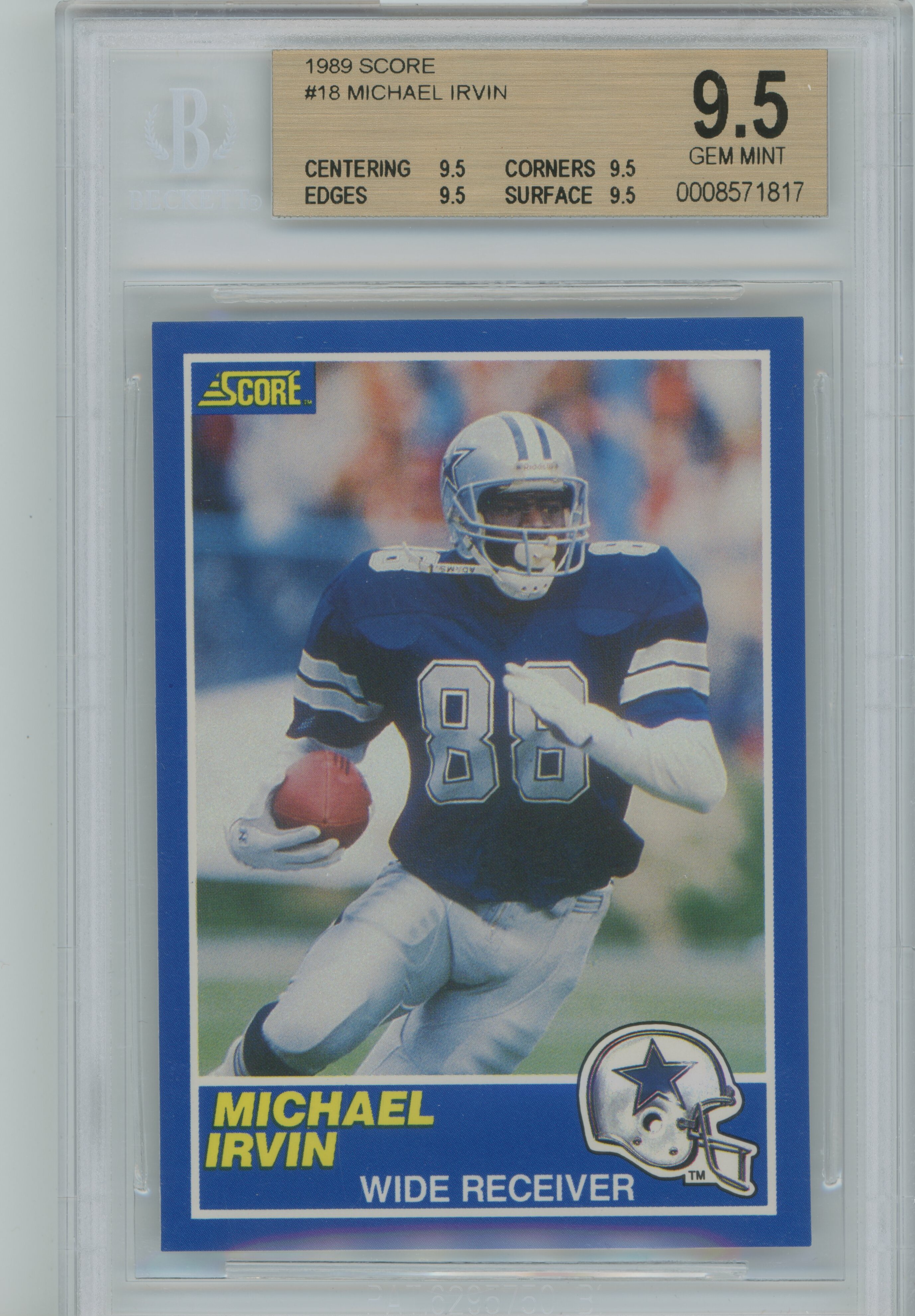 1989 Score RC Michael Irvin BGS 9.5