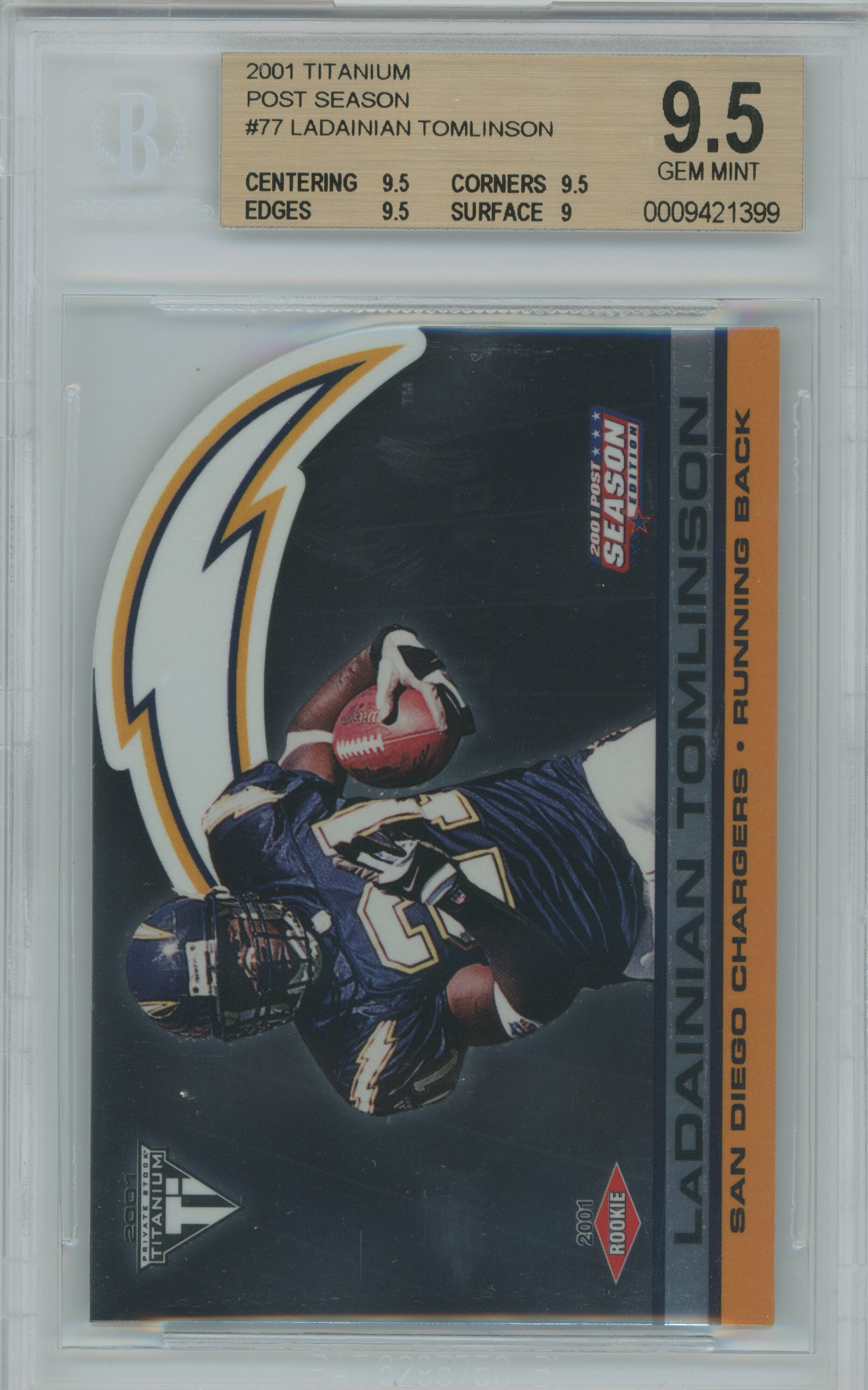 2001 Titanium Post Season RC LaDainian Tomlinson BGS 9.5