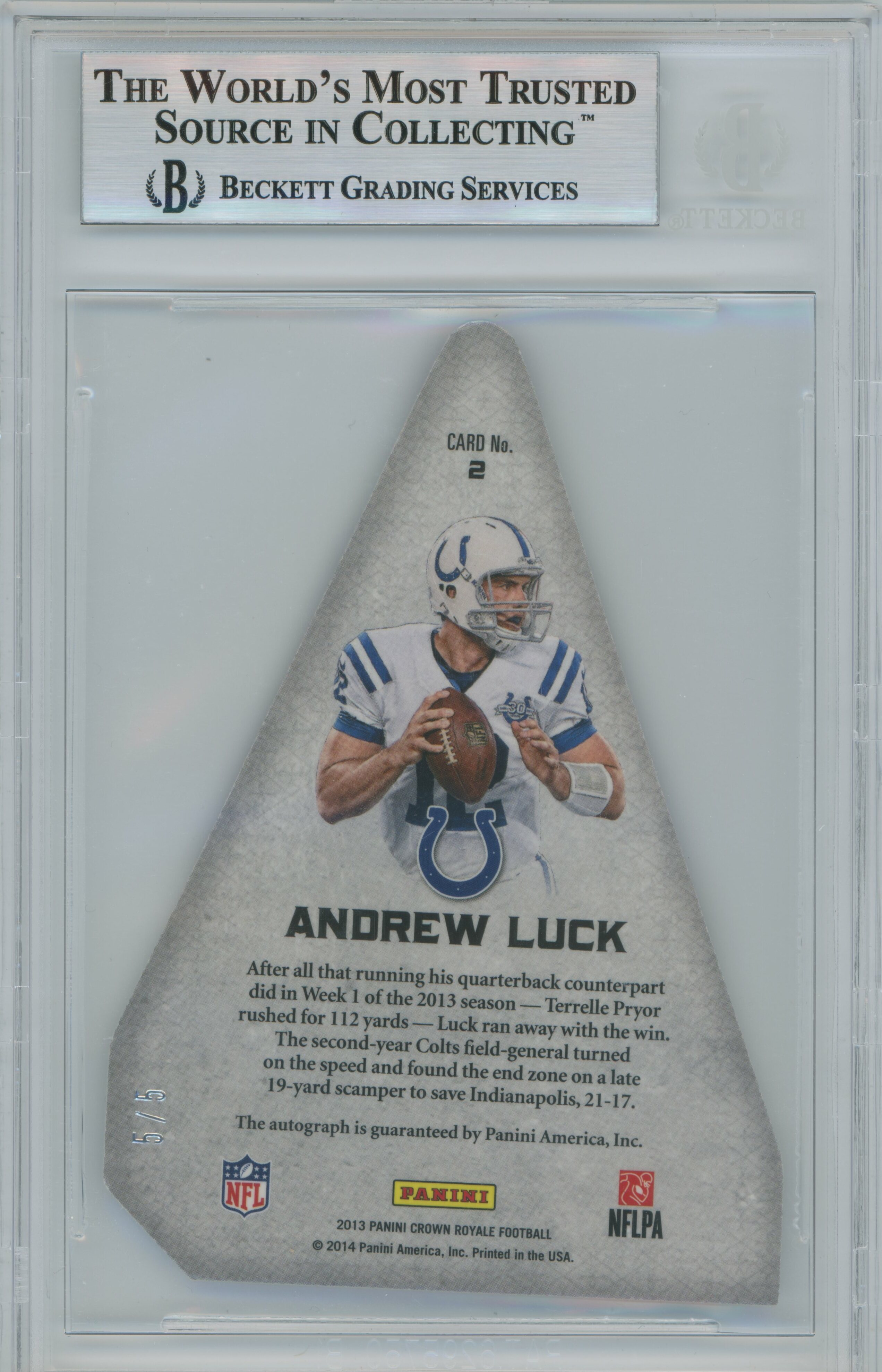 2013 Crown Royale Panini's Choice Autographs Purple Andrew Luck BGS A