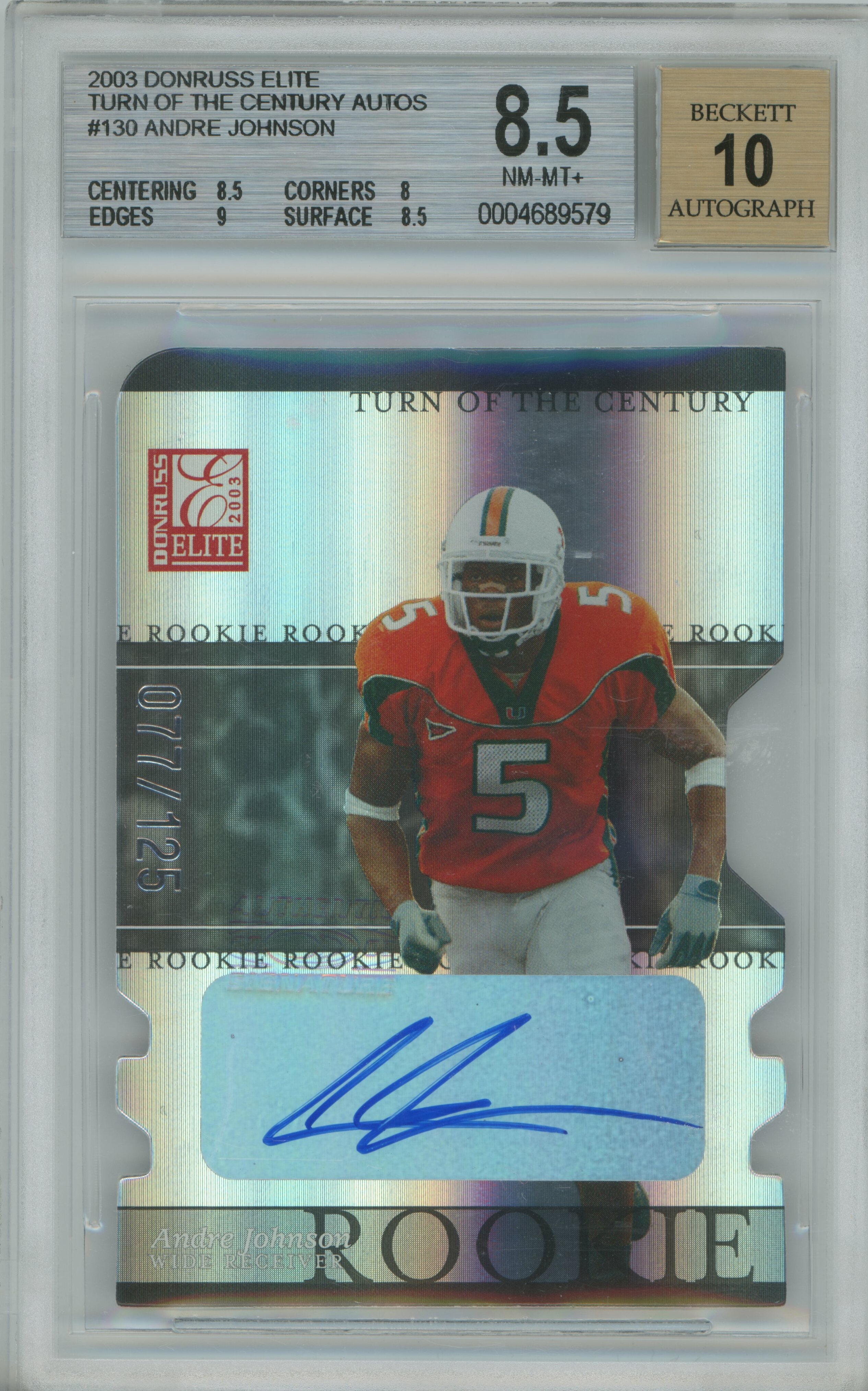 2003 Elite Turn of the Century Auto RC Andre Johnson BGS 8.5