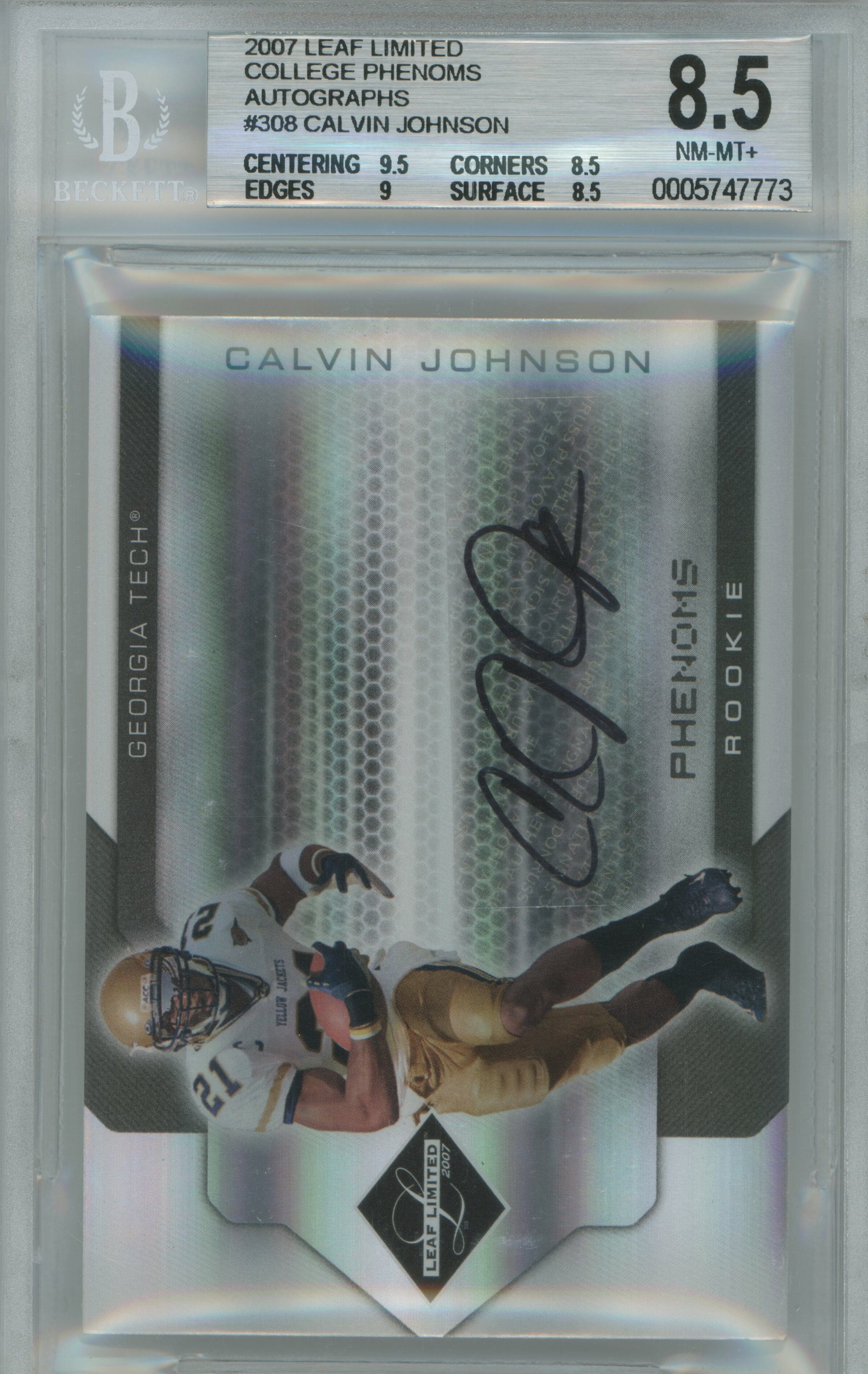 2007 Limited College Phenoms Auto RC Calvin Johnson BGS 8.5