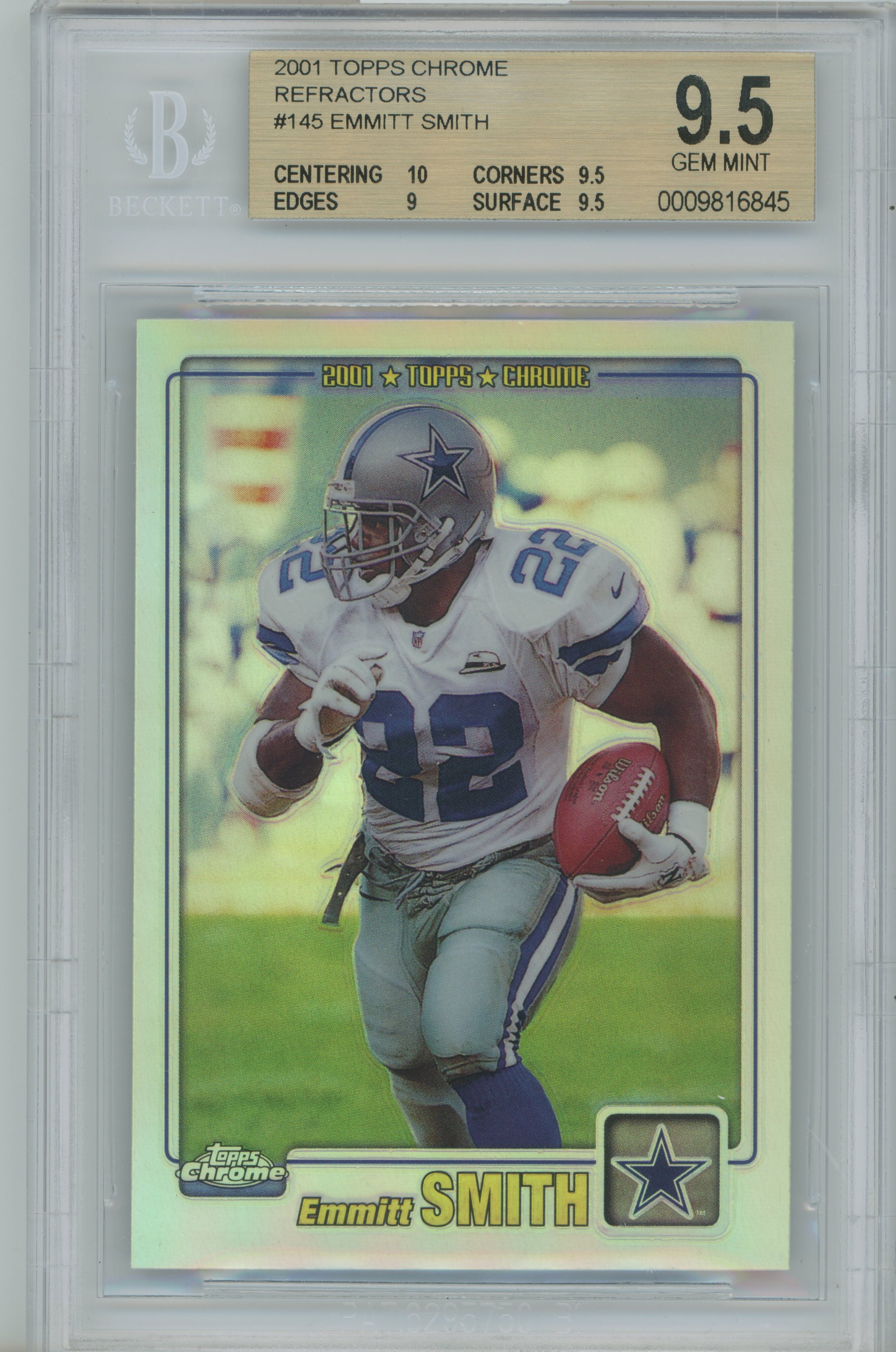 2001 Topps Chrome Refractor Emmitt Smith BGS 9.5