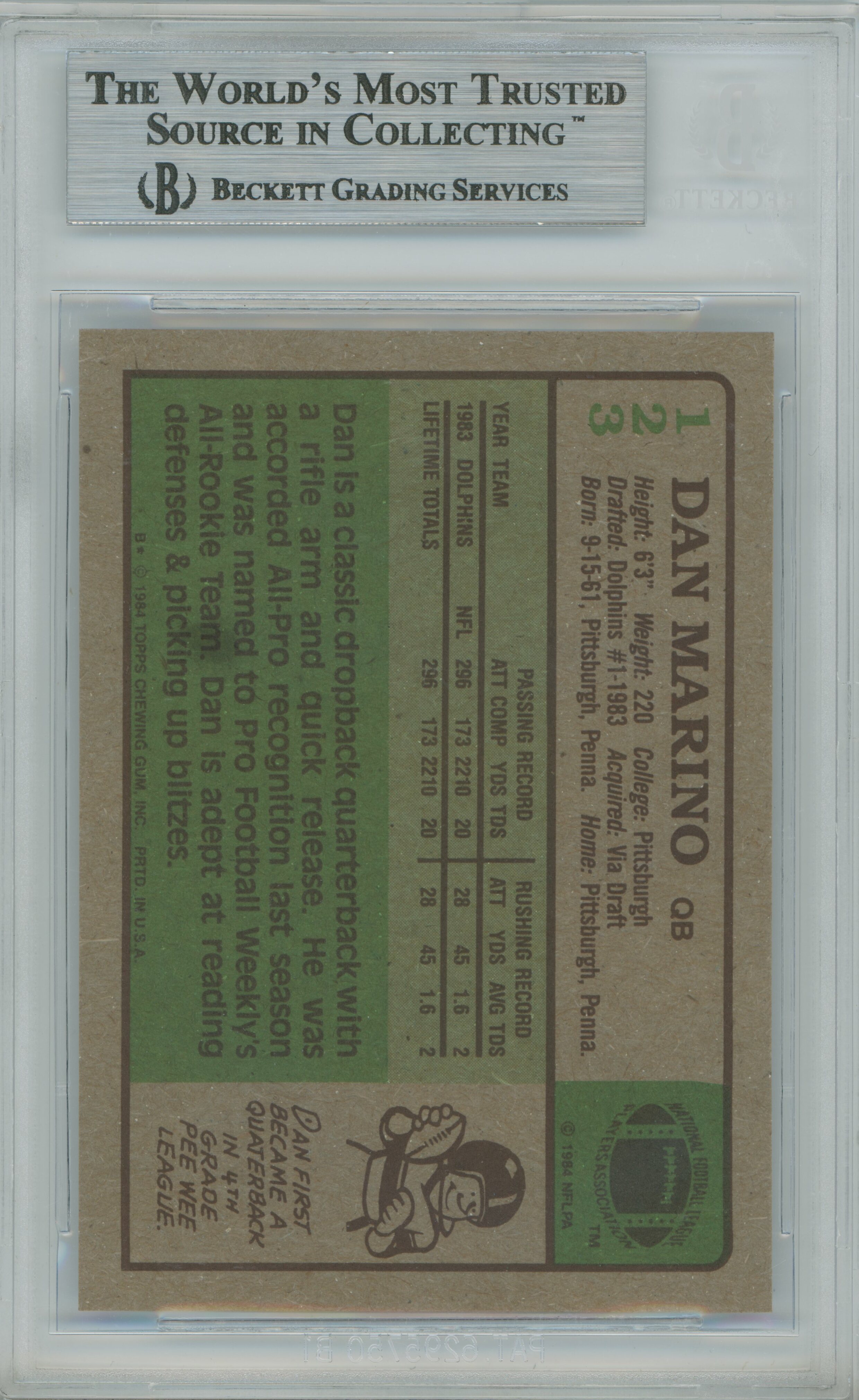 1984 Topps Dan Marino BGS 8.5