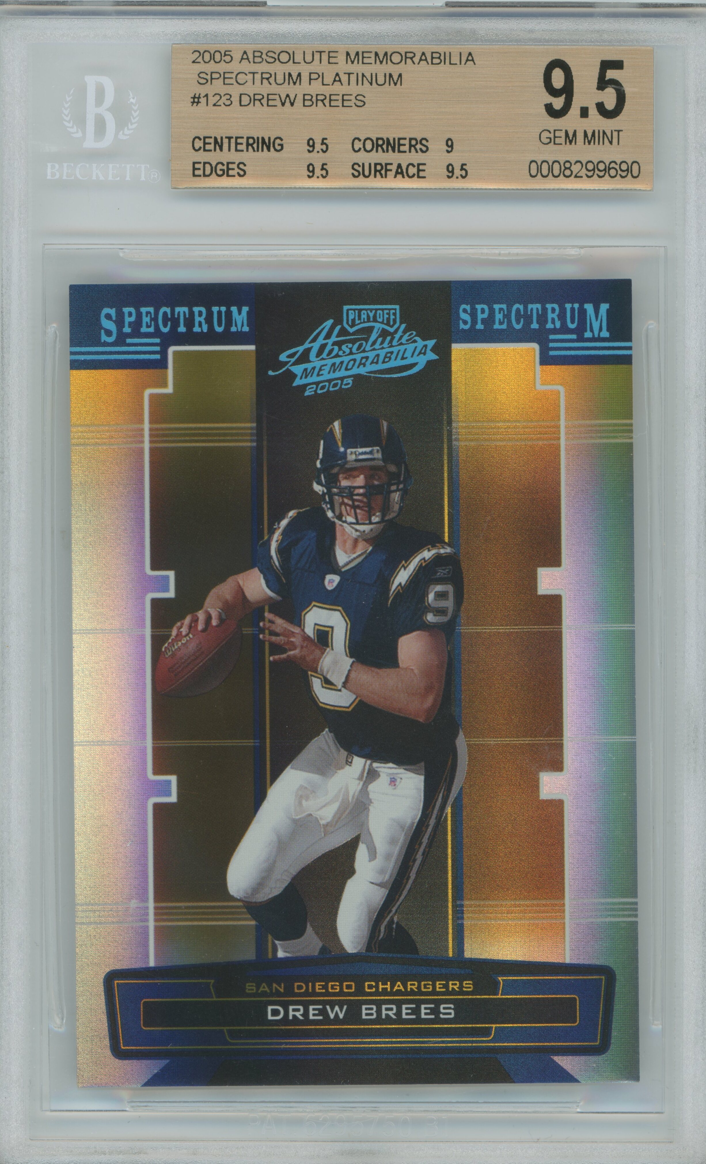 2005 Absolute Memorabilia Spectrum Platinum 1/1 Drew Brees BGS 9.5