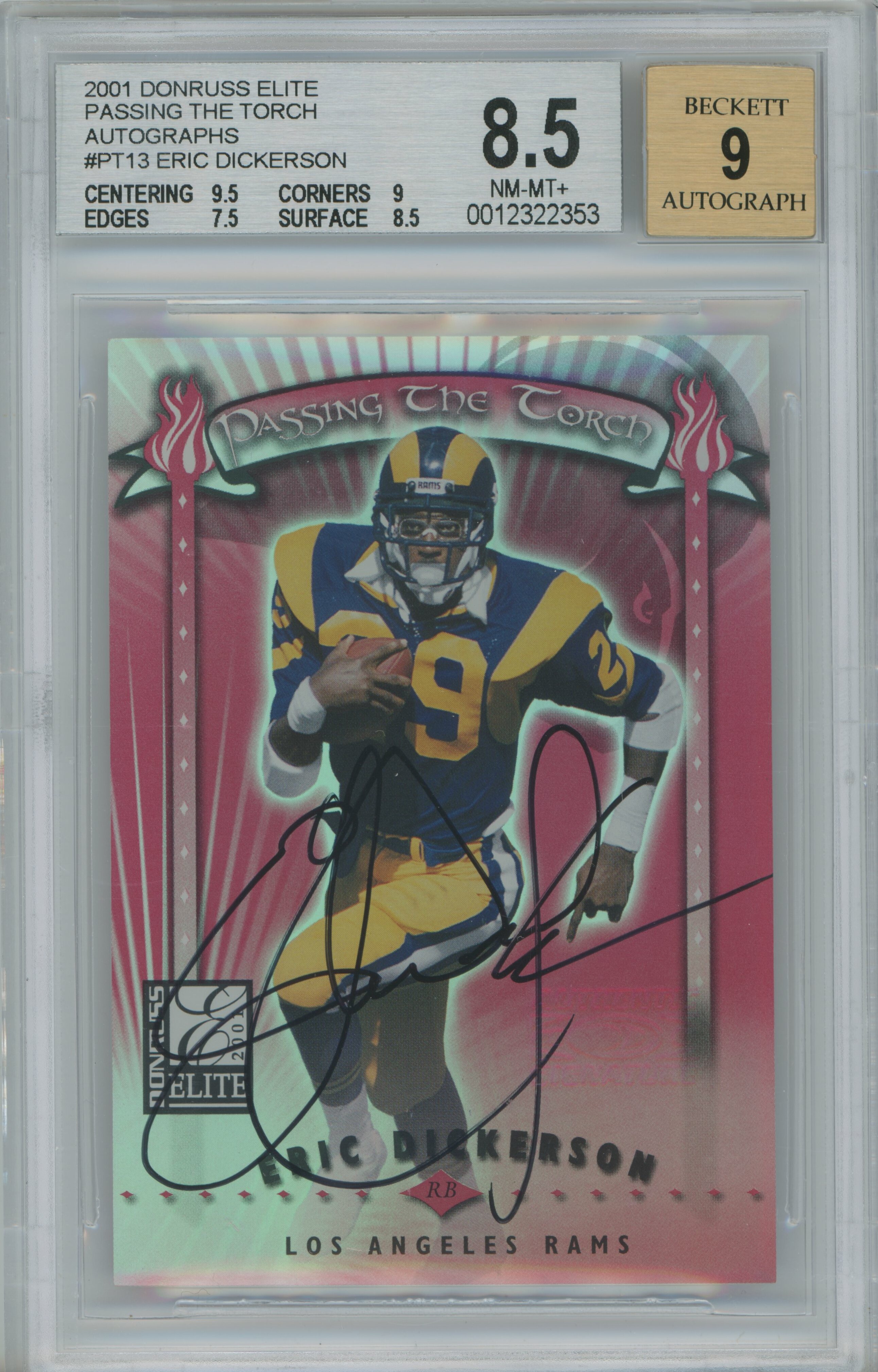 2001 Elite Passing the Torch Auto Eric Dickerson BGS 8.5