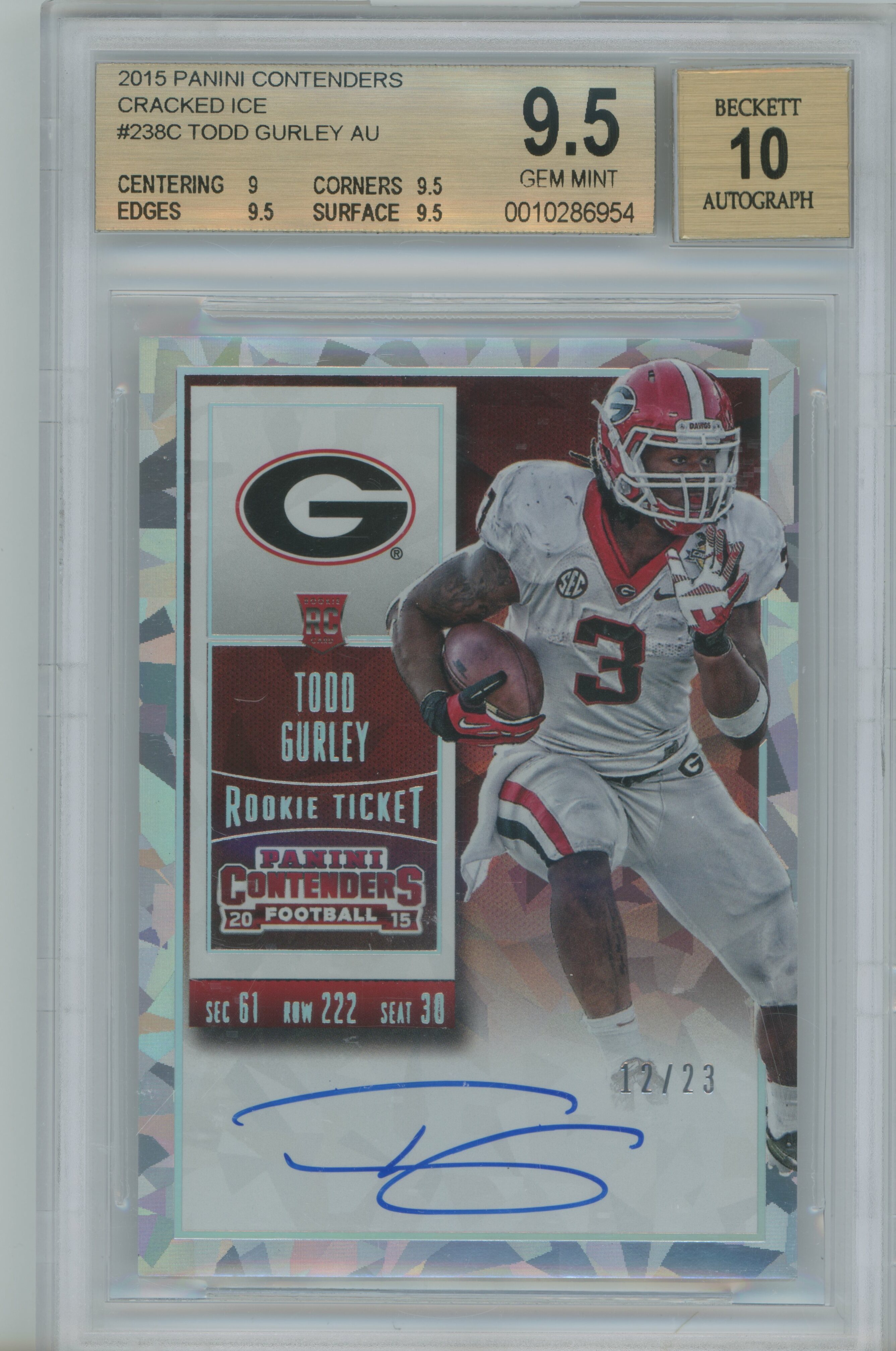 2015 Contenders Cracked Ice Auto Todd Gurley BGS 9.5