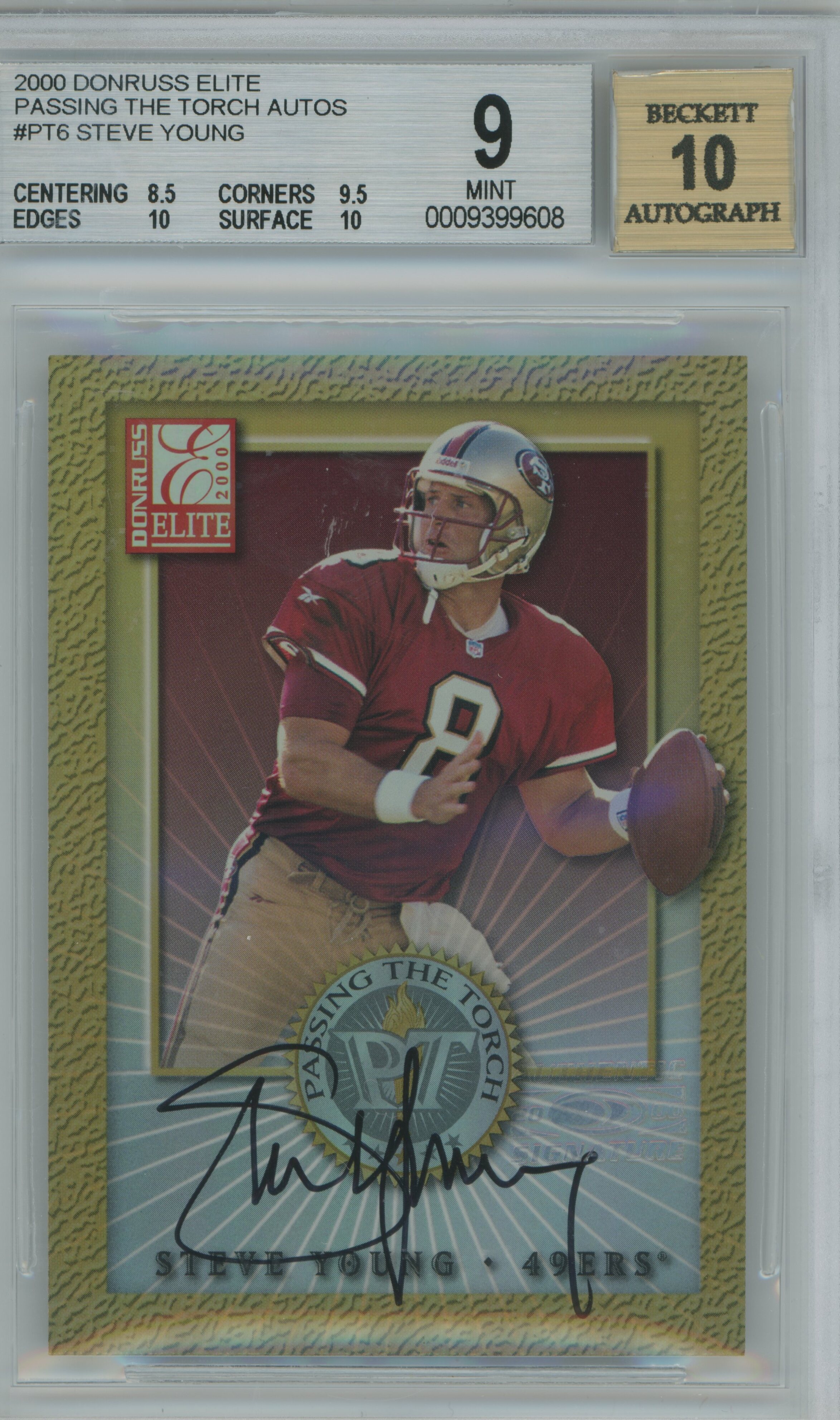 2000 Elite Passing the Torch Auto Steve Young BGS 9