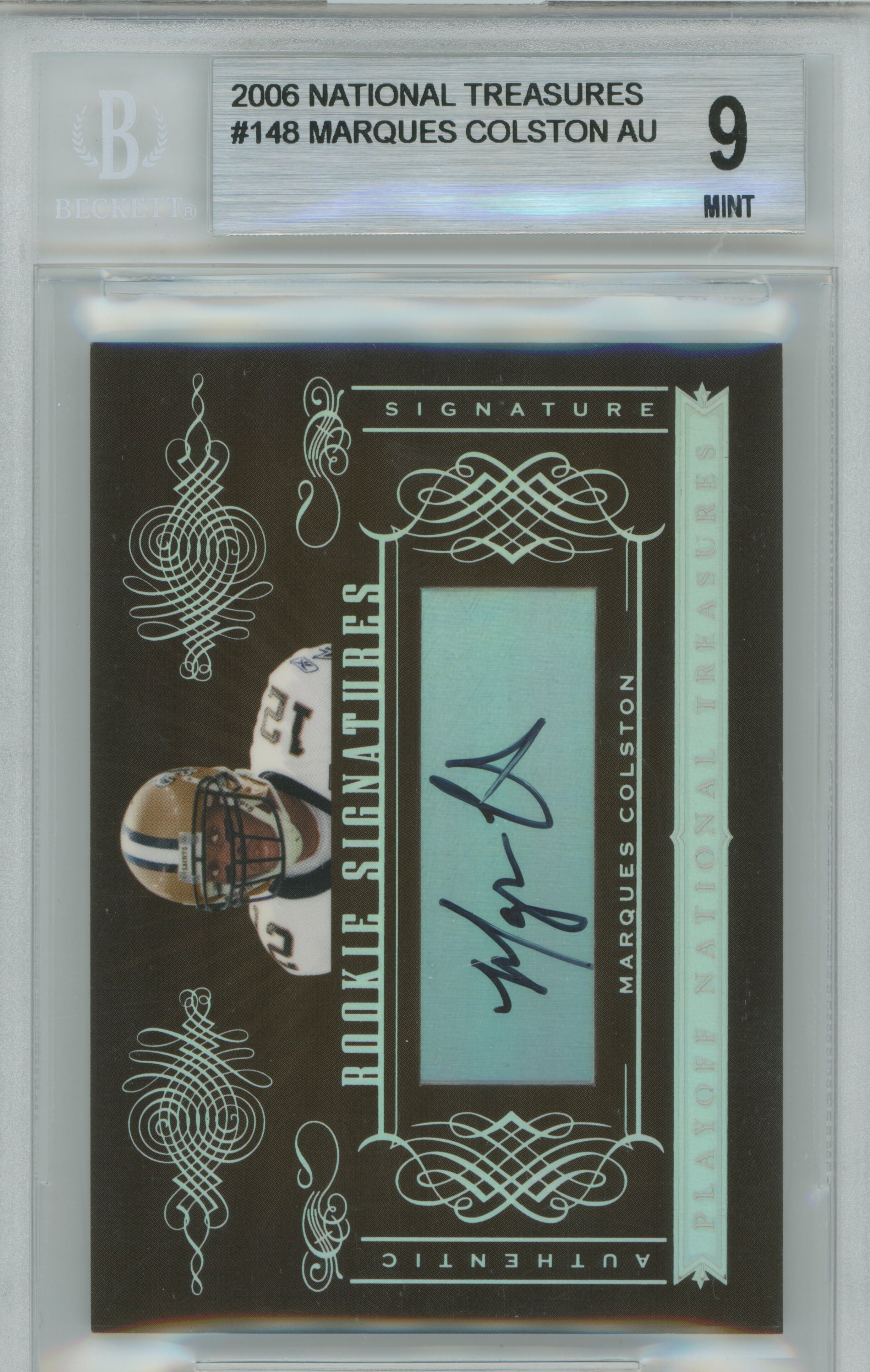 2006 National Treasures Rookie Signatures Marques Colston BGS 9