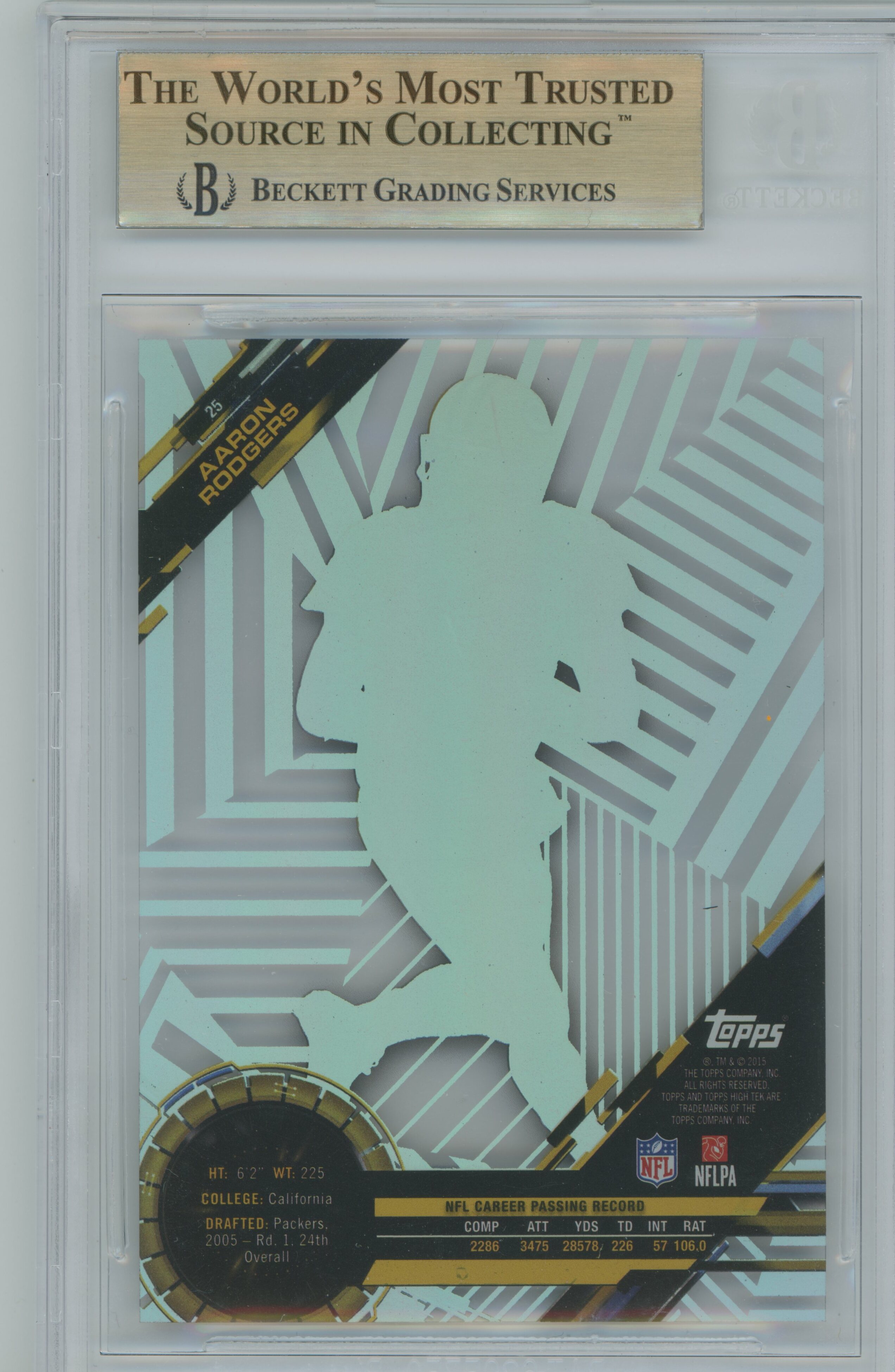 2015 High Tek Stripes Aaron Rodgers BGS 9.5