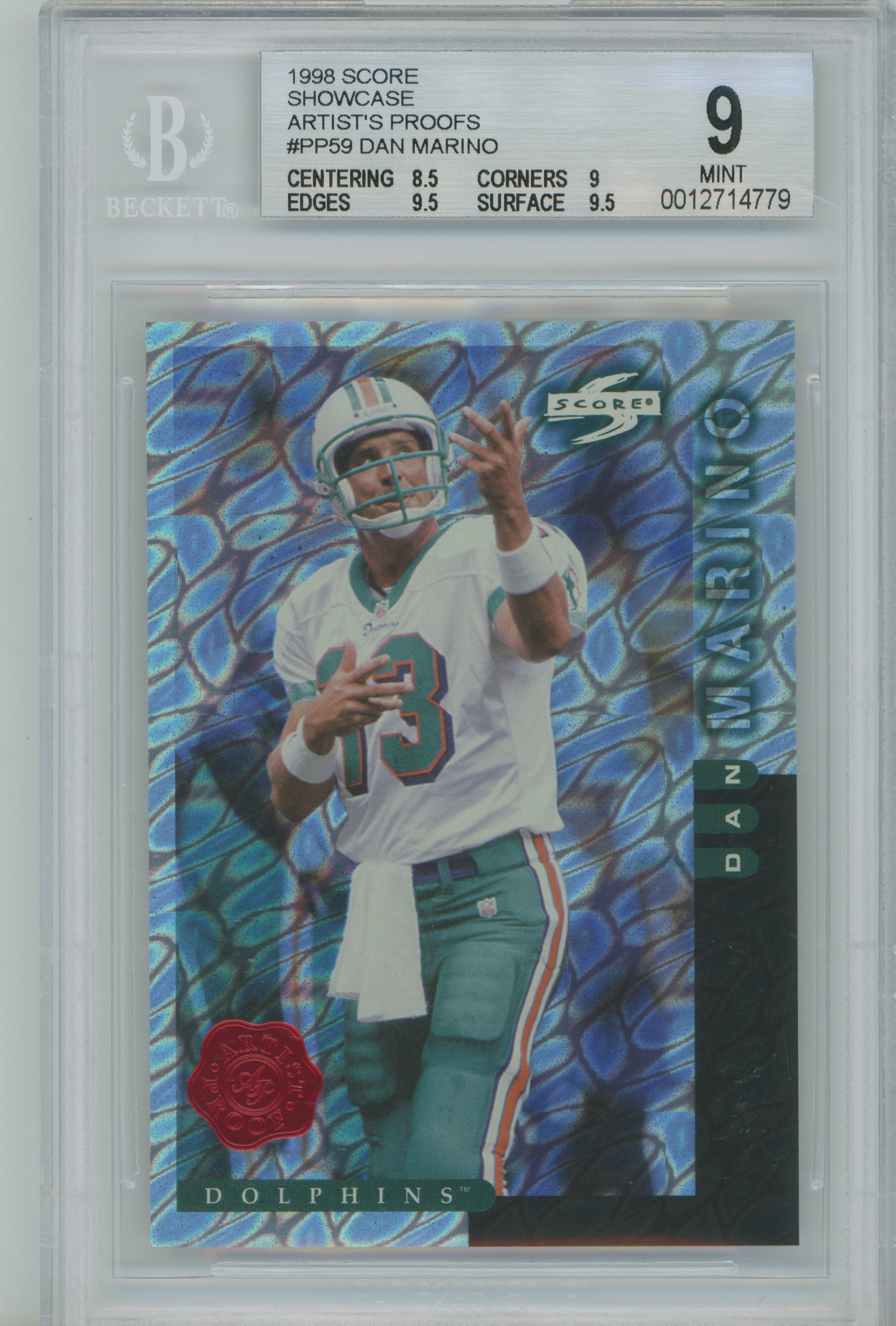 1998 Showcase Artist's Proofs Dan Marino BGS 9