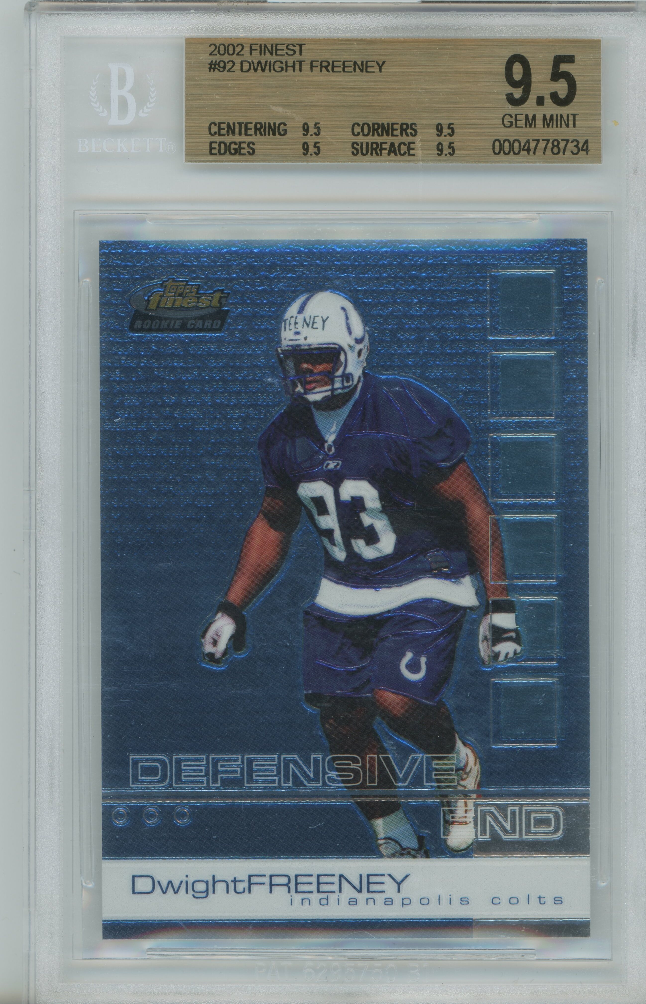 2002 Finest RC Dwight Freeney BGS 9.5