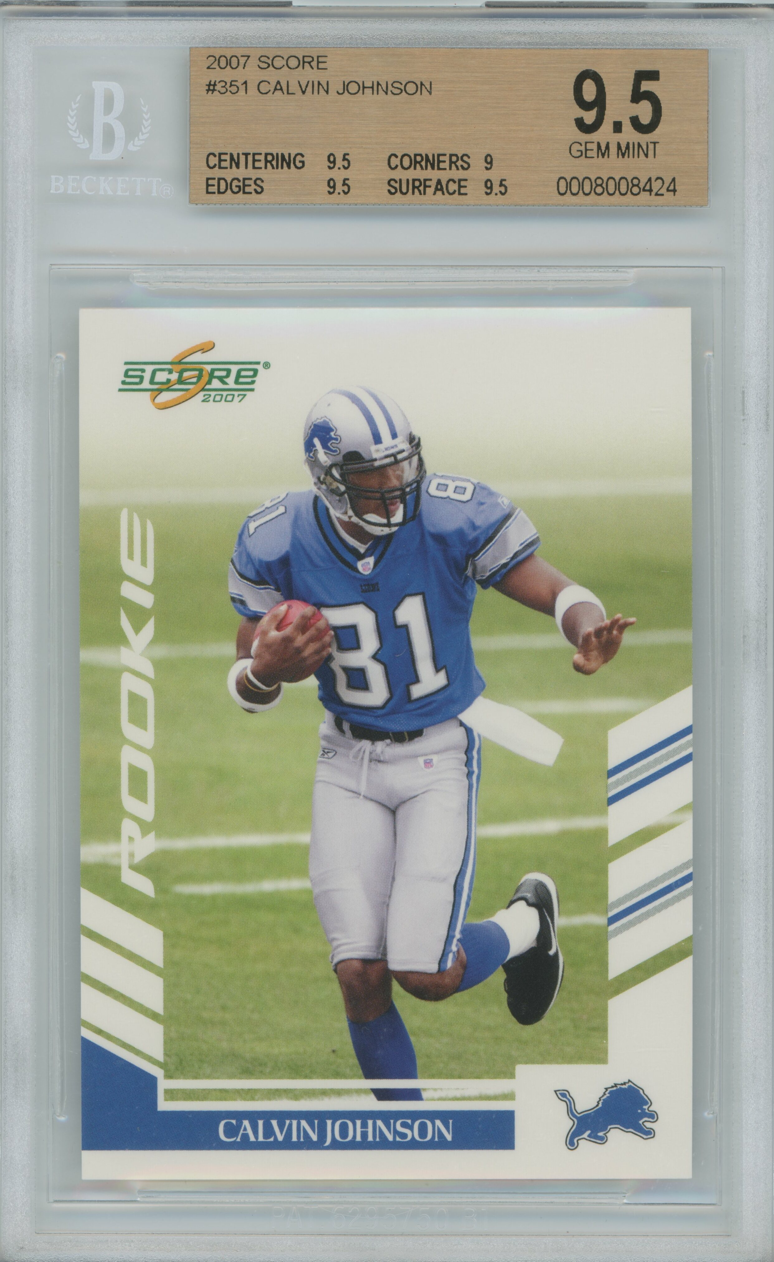 2007 Score Calvin Johnson BGS 9.5