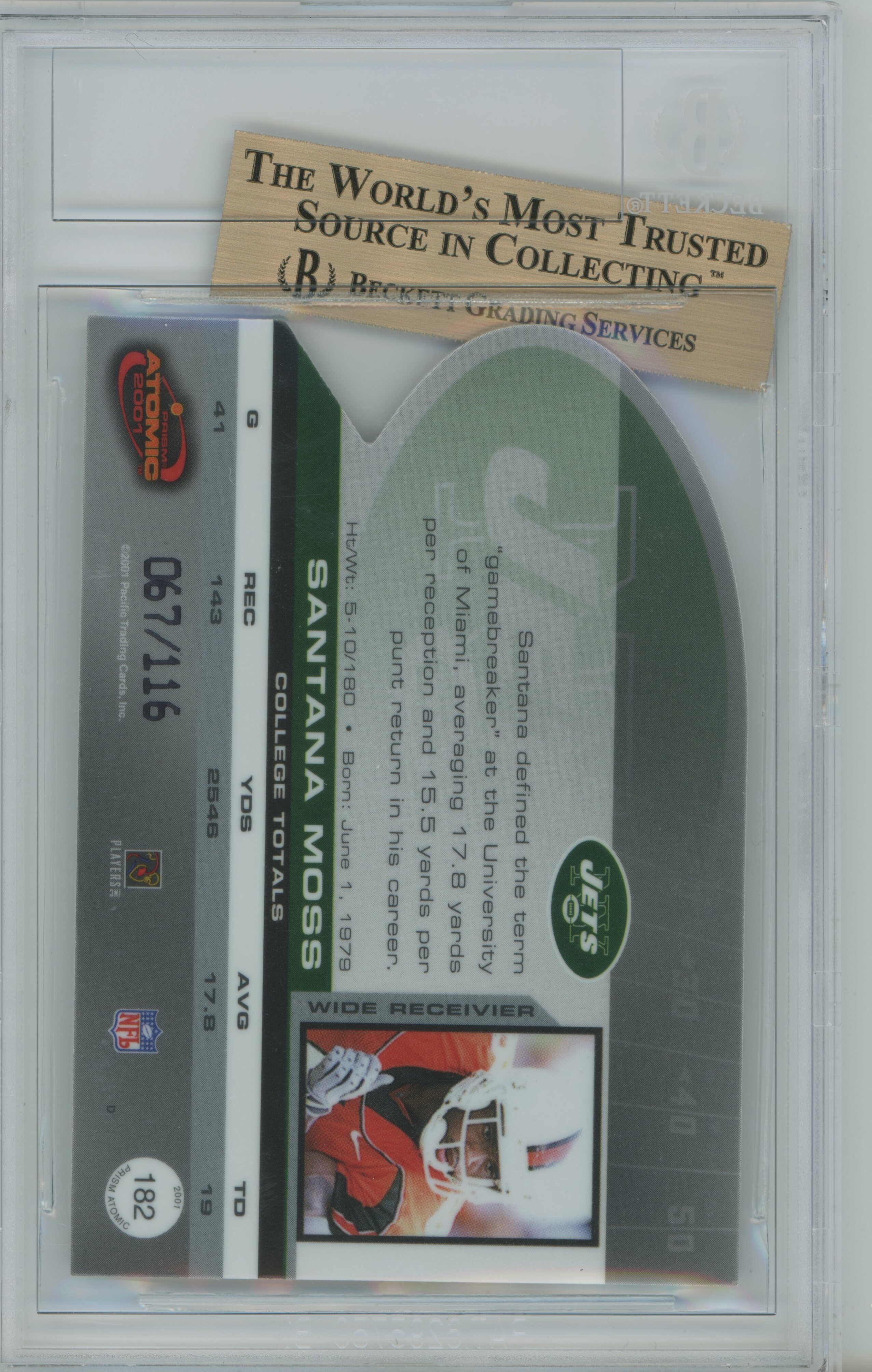2001 Prism Atomic Gold Santana Moss BGS 9.5