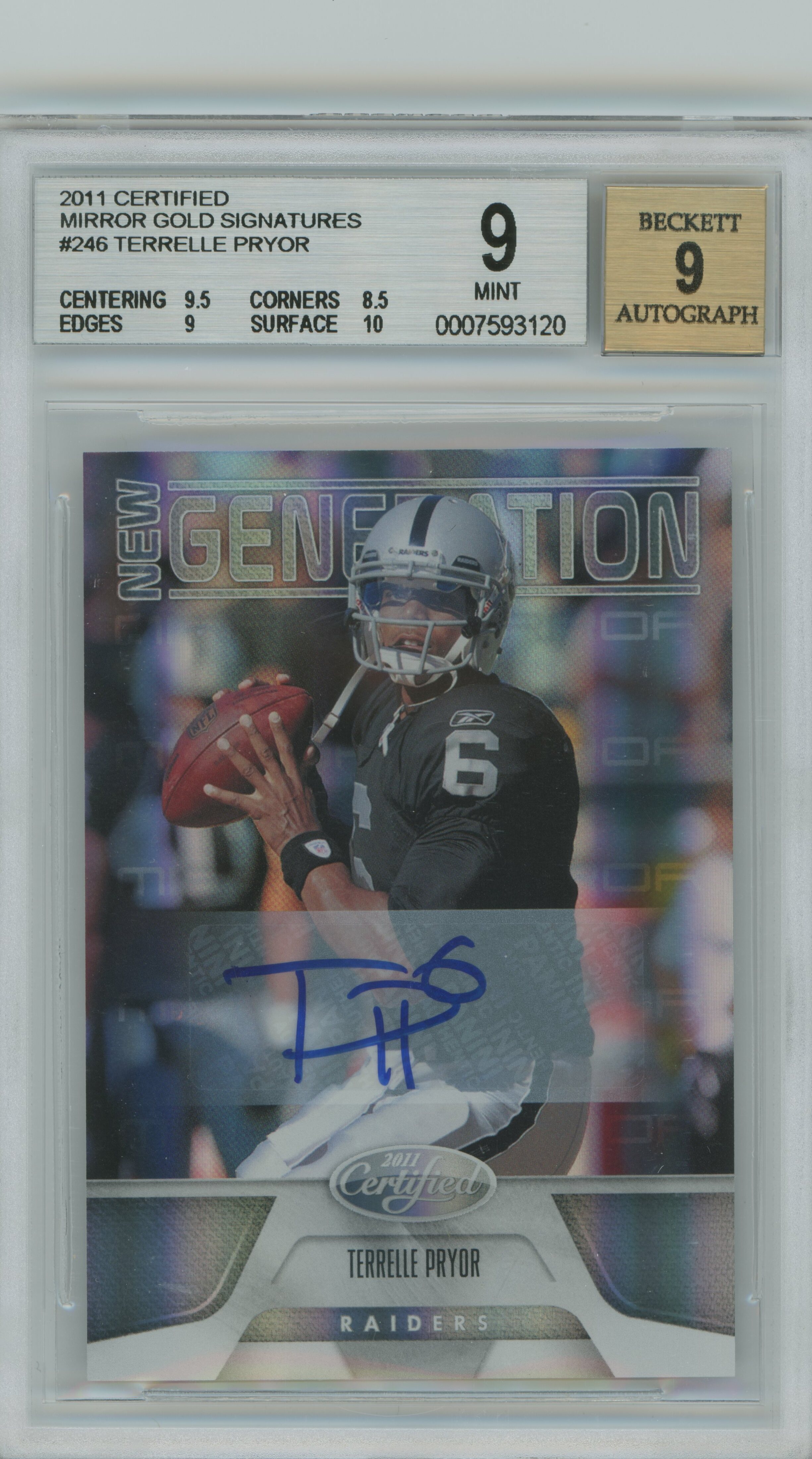 2011 Certified Mirror Gold Signatures Terrelle Pryor BGS 9