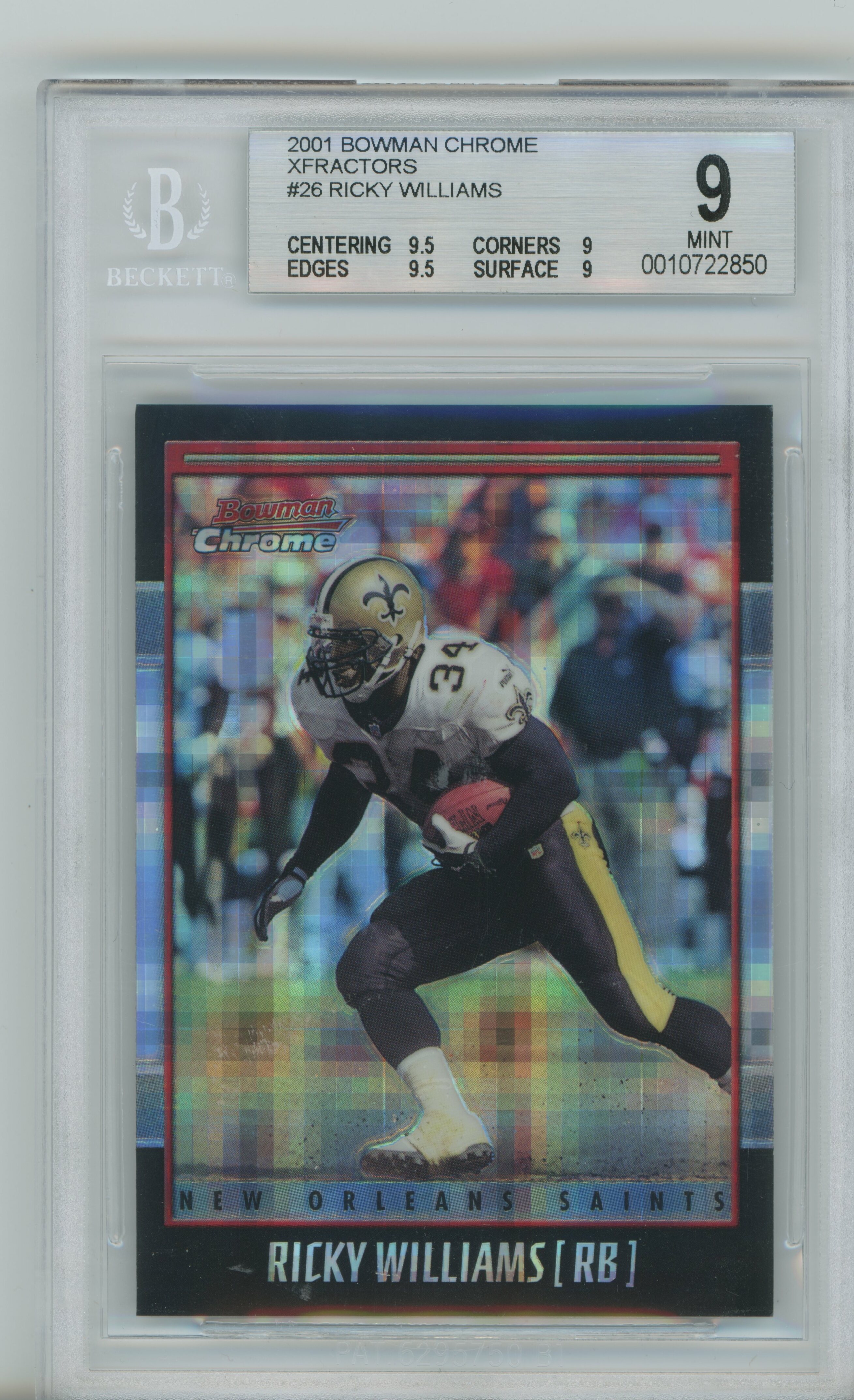 2001 Bowman Chrome Xfractor Ricky Williams BGS 9