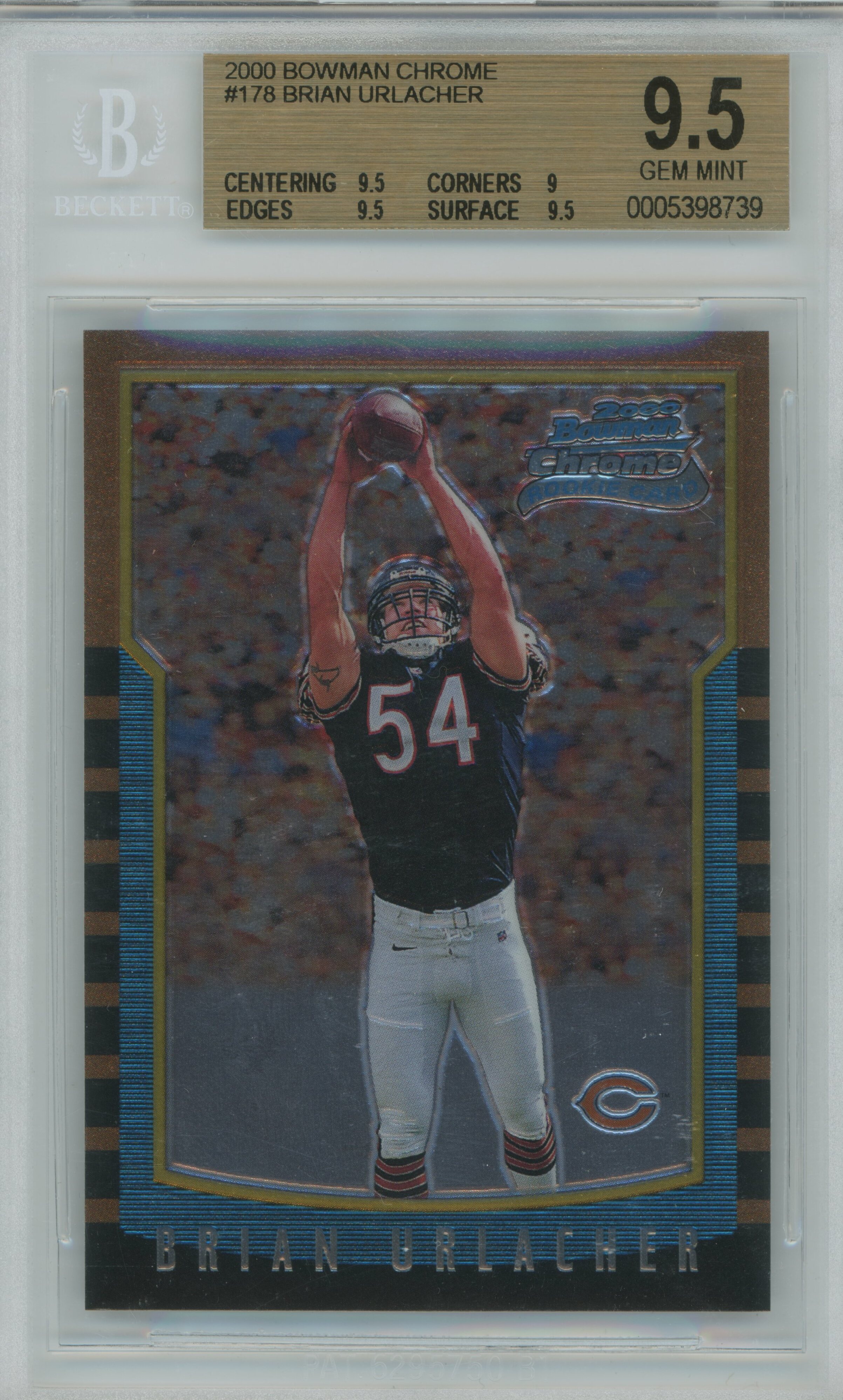 2000 Bowman Chrome RC Brian Urlacher BGS 9.5