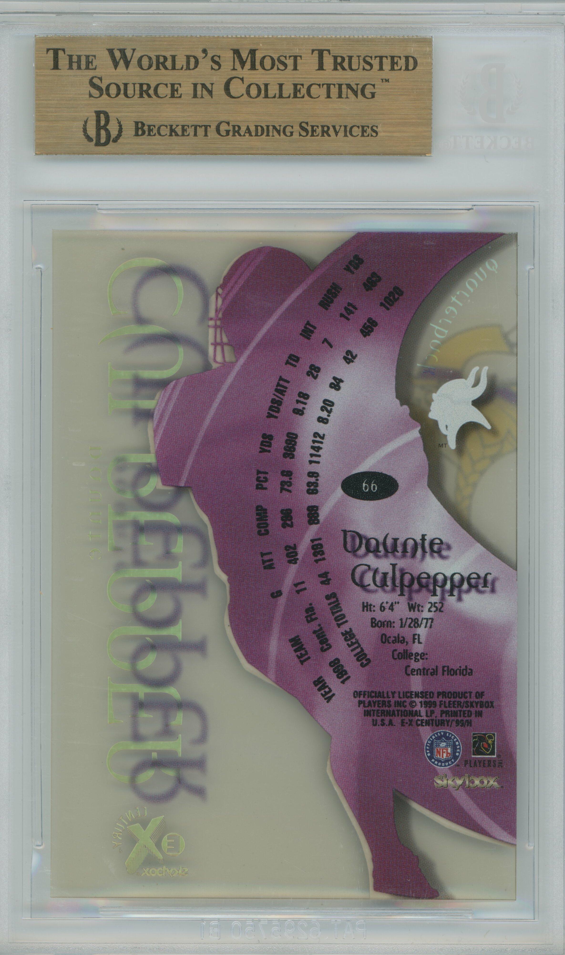 1999 E-X Century RC Daunte Culpepper BGS 9.5