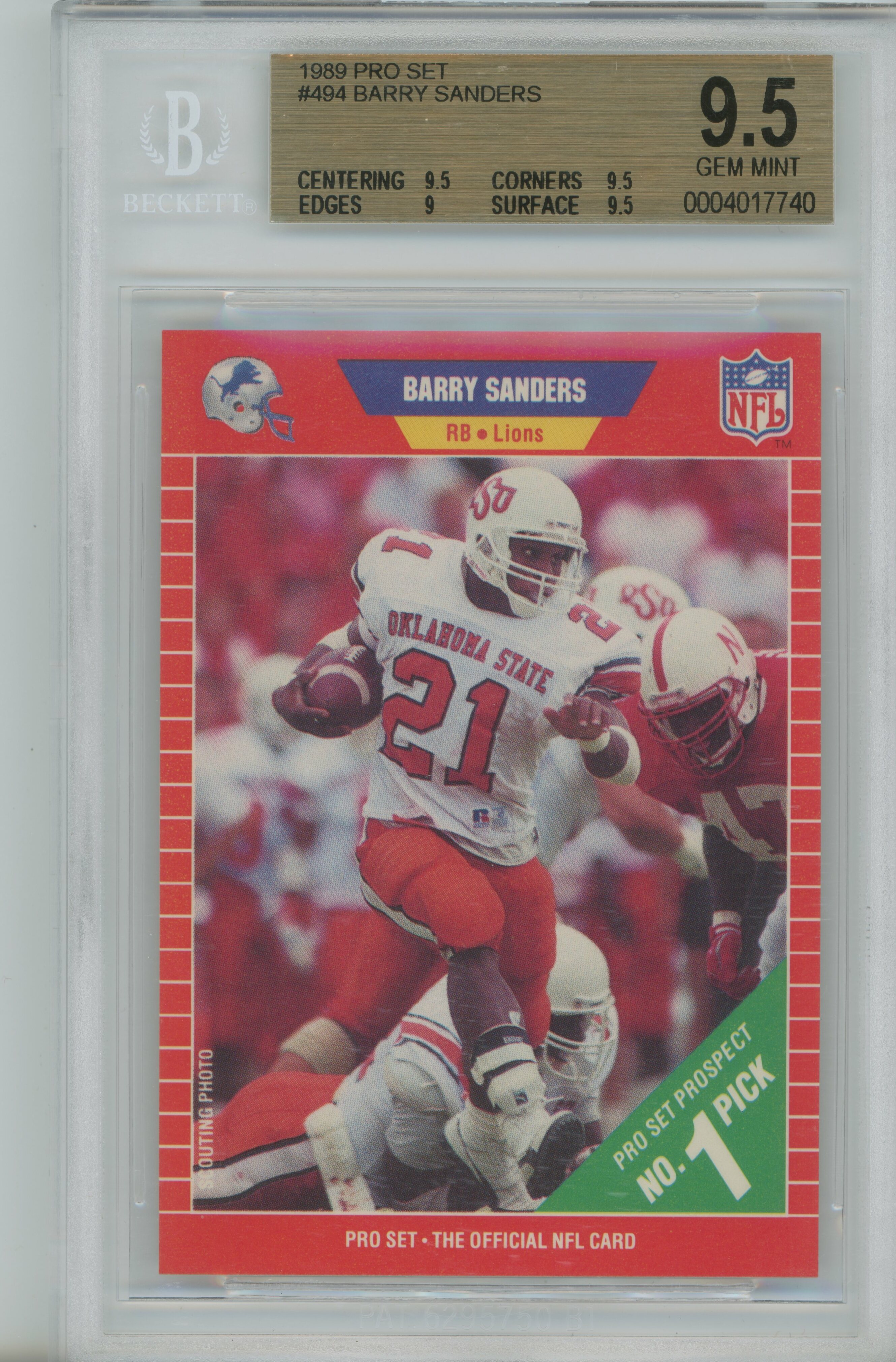 1989 Pro Set RC Barry Sanders BGS 9.5