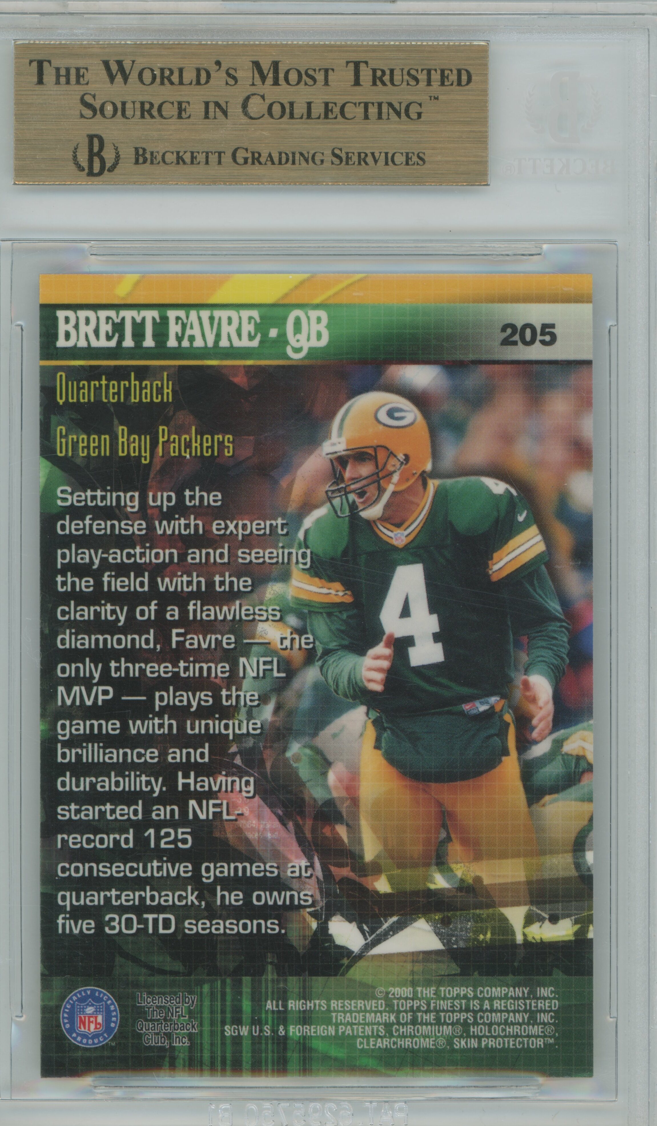 2000 Finest Gems Brett Favre BGS 9.5