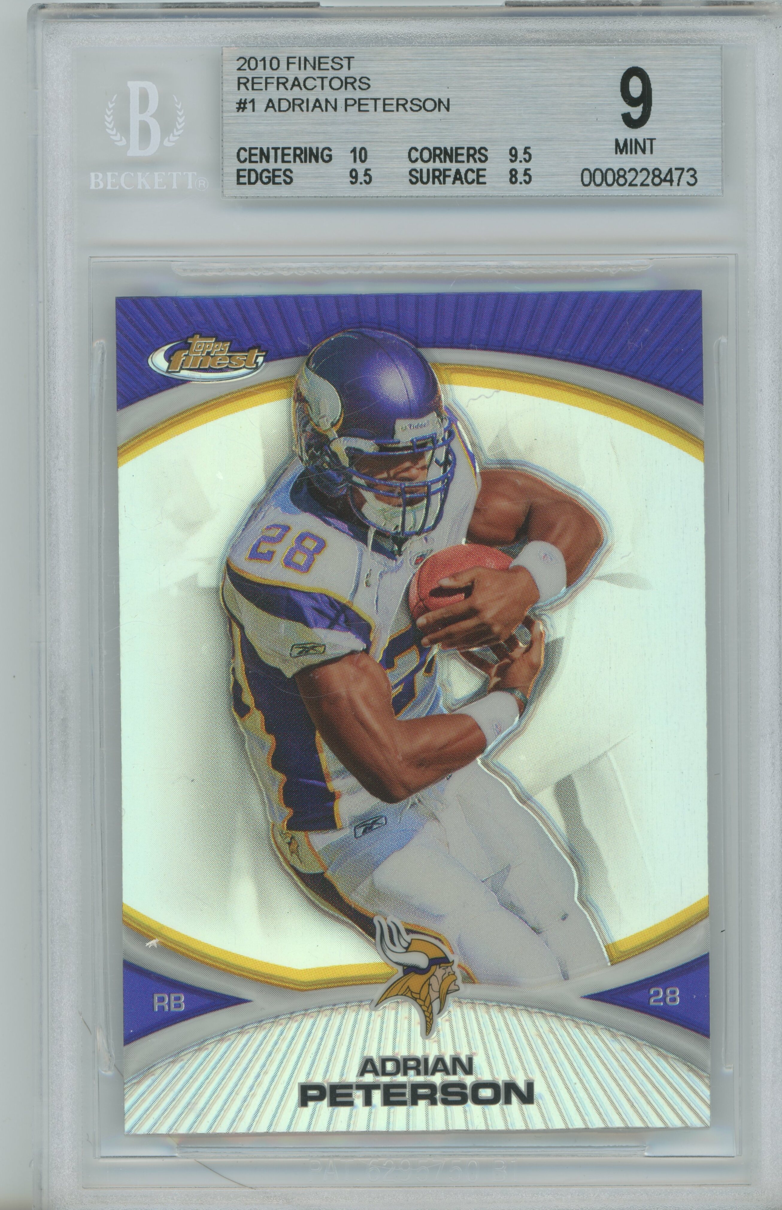 2010 Finest Refractor Adrian Peterson BGS 9