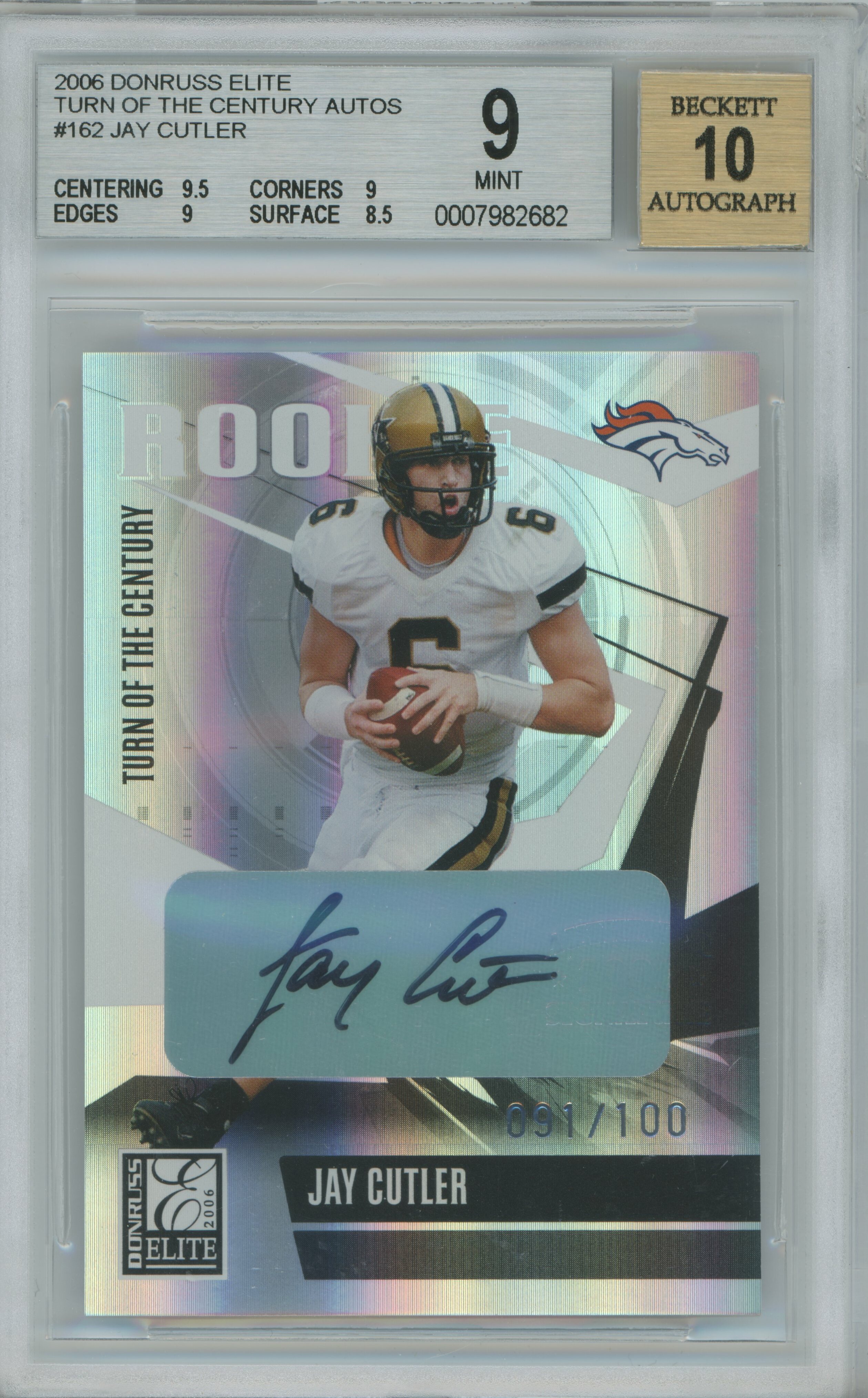 2006 Elite Turn of the Century Auto RC Jay Cutler BGS 9
