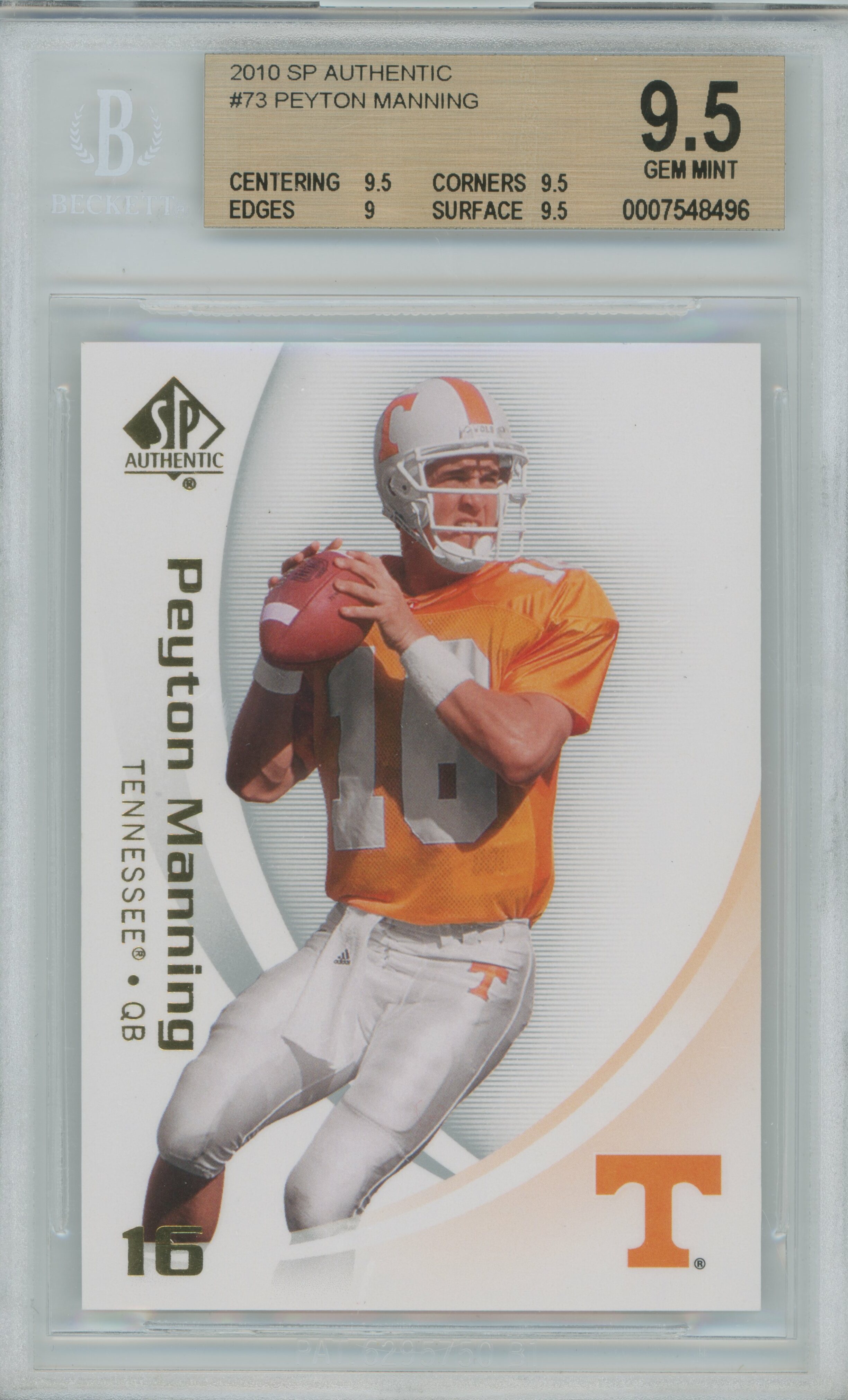 2010 SP Authentic Peyton Manning BGS 9.5