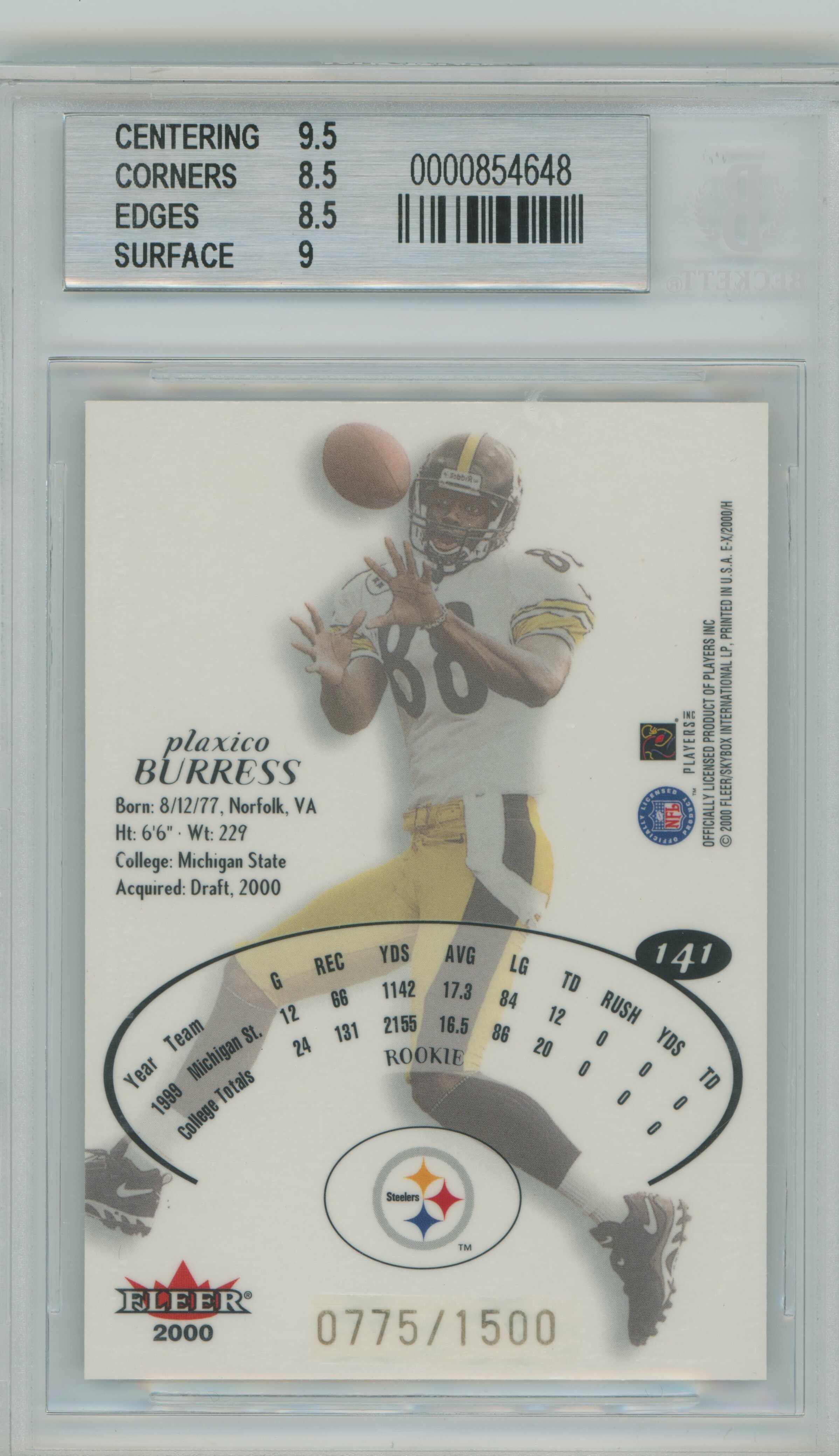 2000 E-X RC Plaxico Burress BGS 8.5