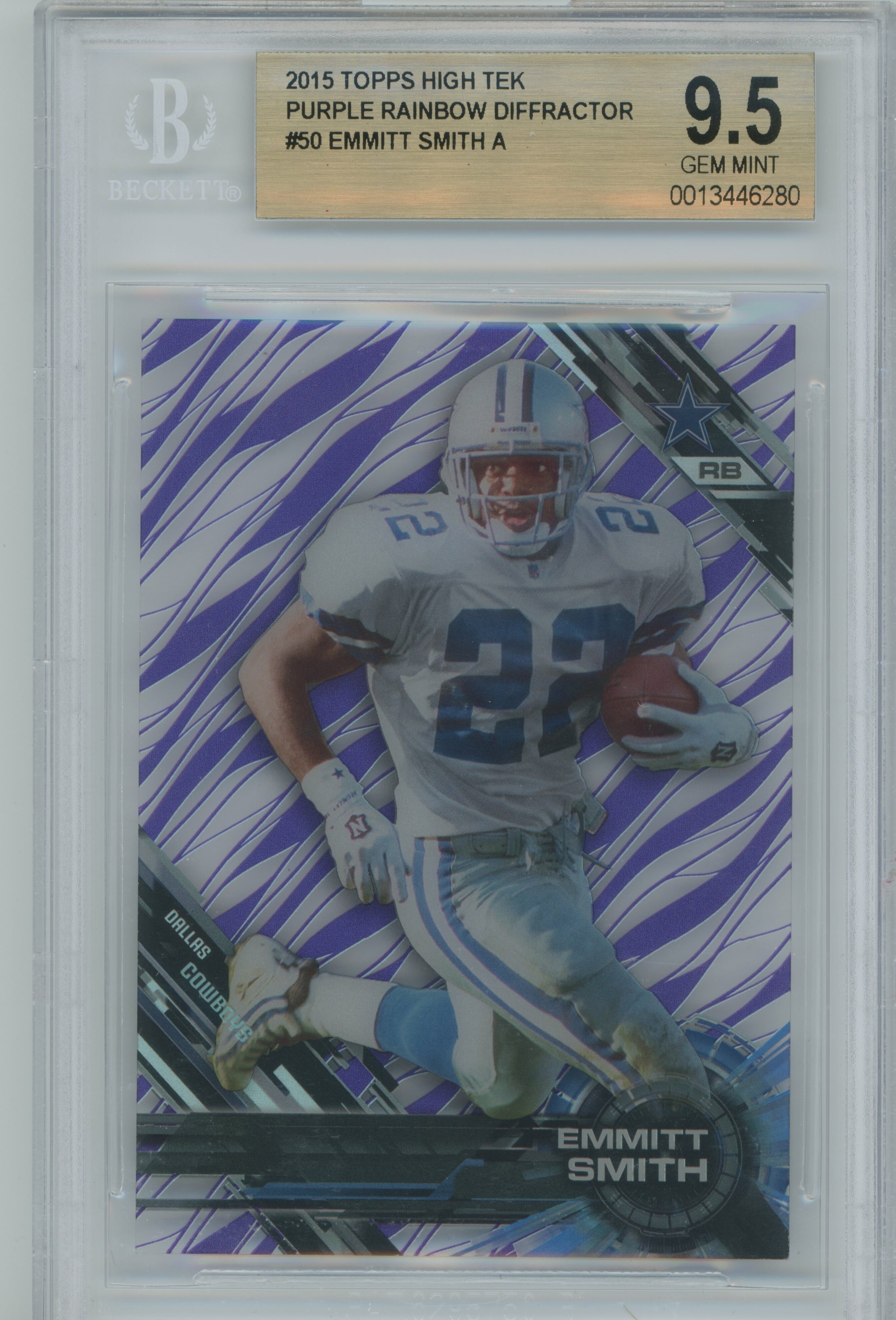 2015 High Tek Purple Rainbow Diffractor Emmitt Smith BGS 9.5