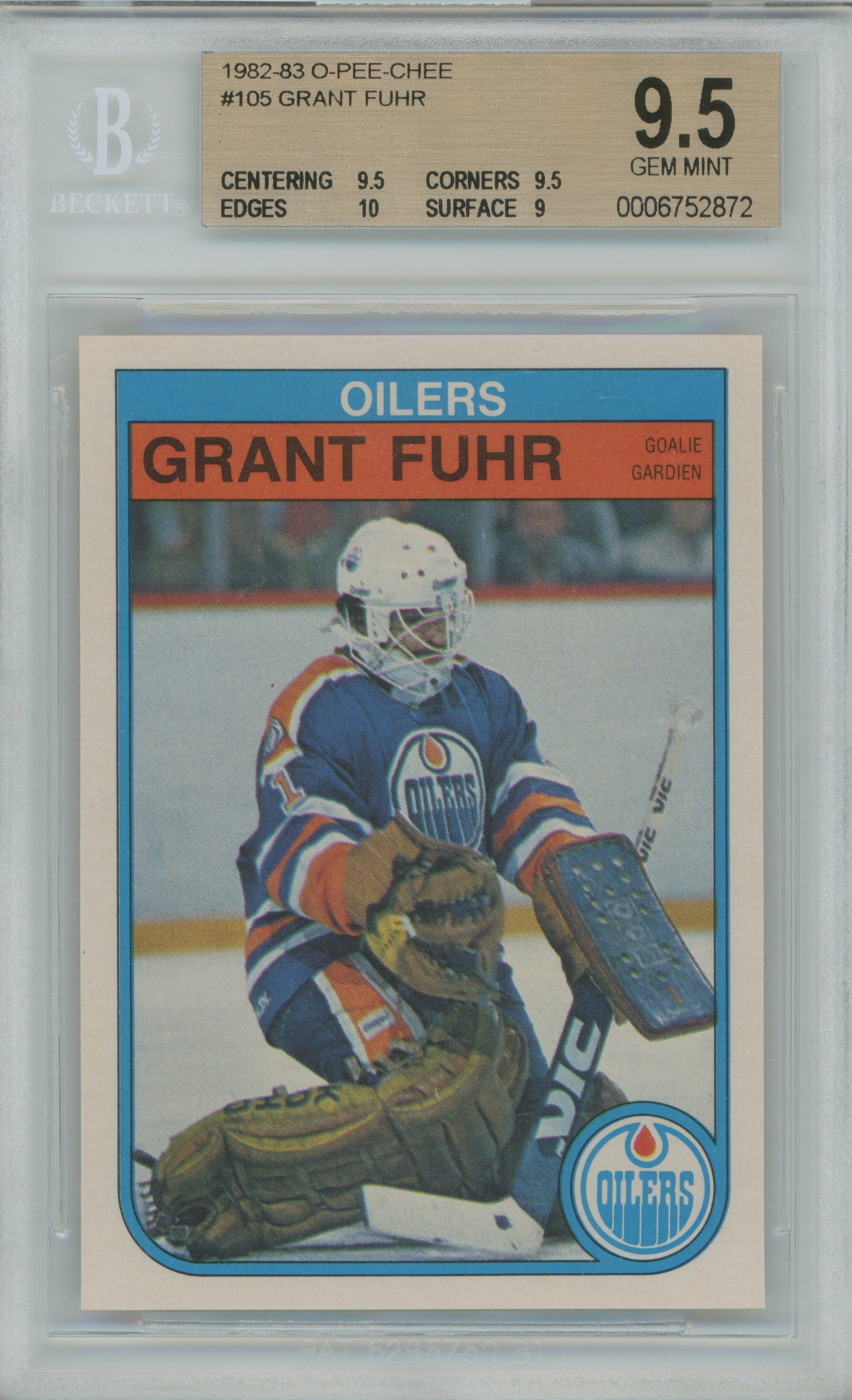 1982-83 O-Pee-Chee Grant Fuhr Rookie BGS 9.5