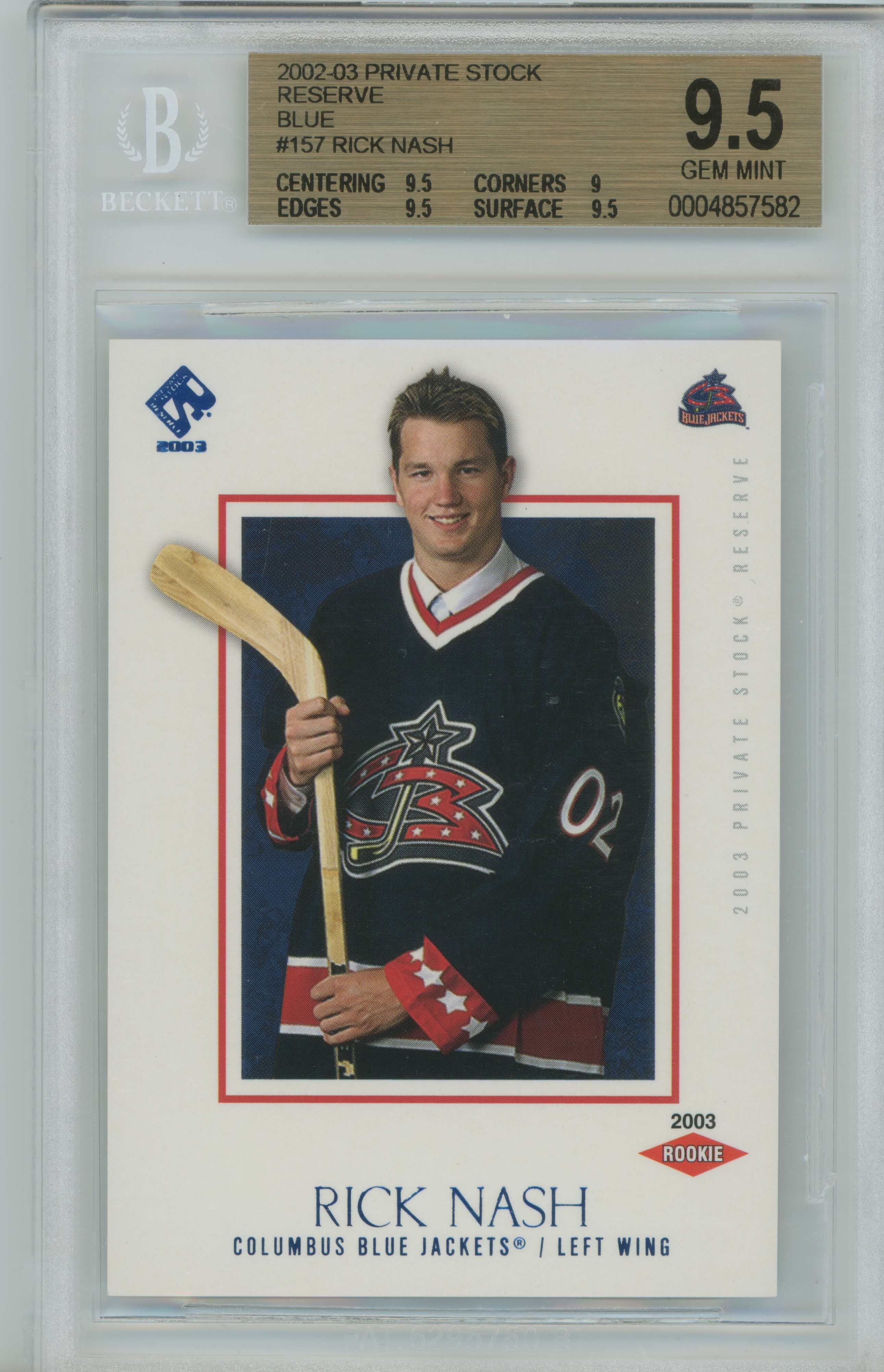 2002-03 Private Stock Reserve Blue RC Rick Nash BGS 9.5