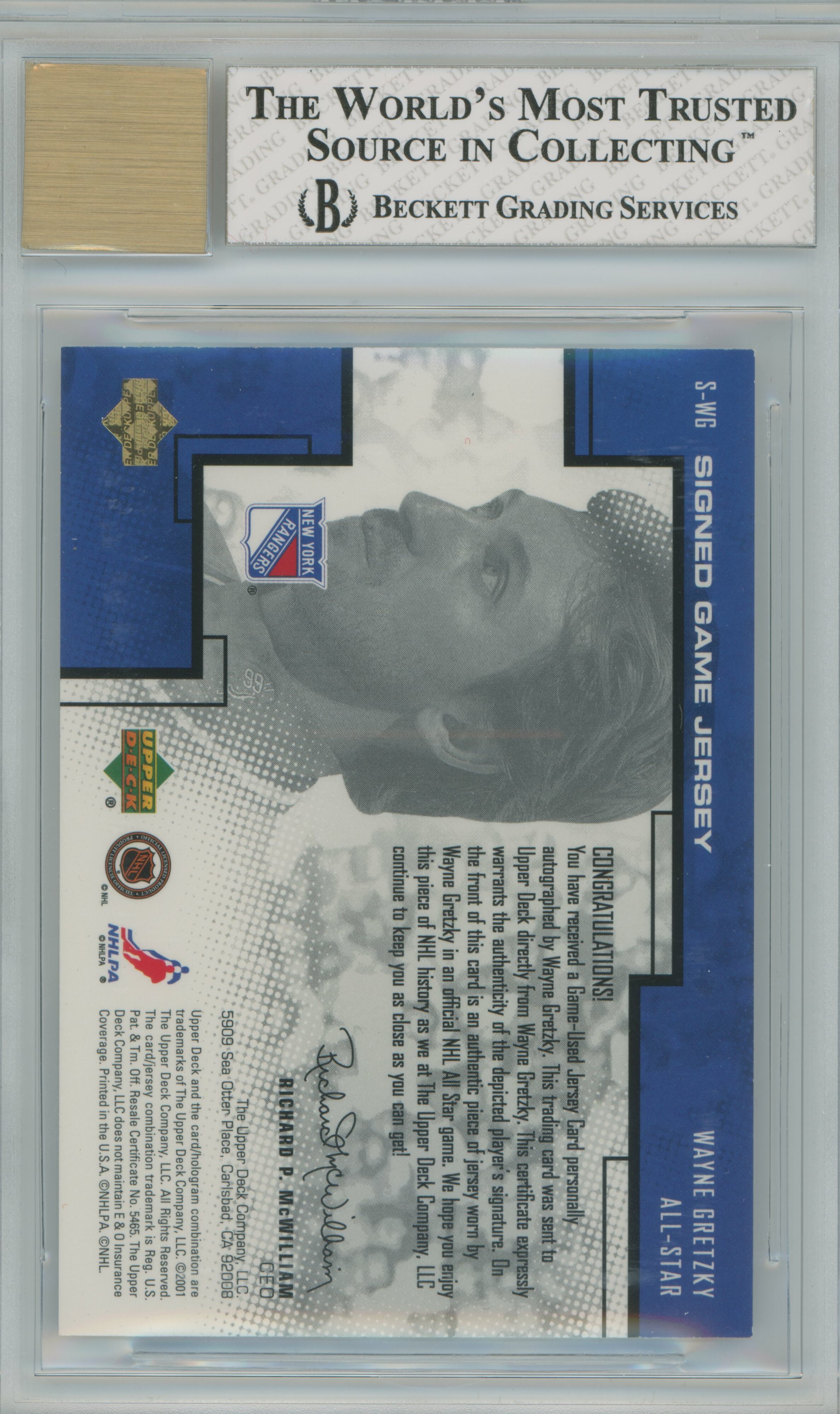 2000-01 Pros and Prospects Jersey Auto Wayne Gretzky BGS 8