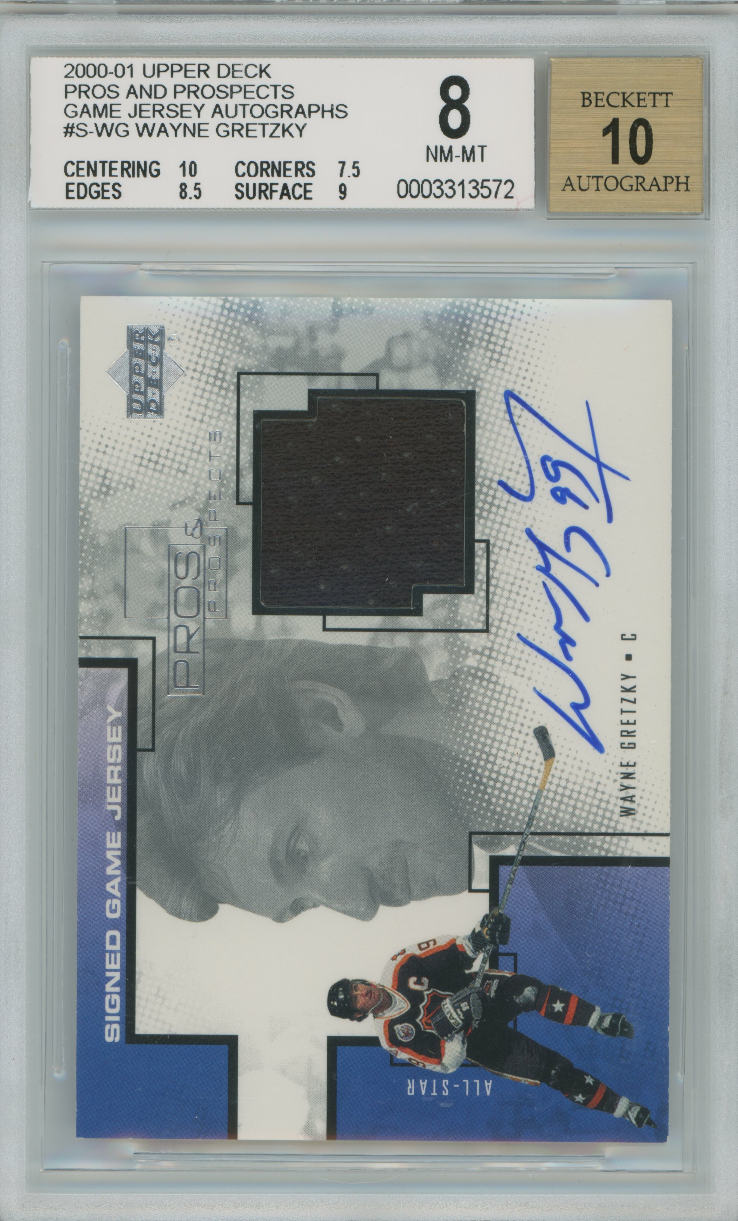 2000-01 Pros and Prospects Jersey Auto Wayne Gretzky BGS 8