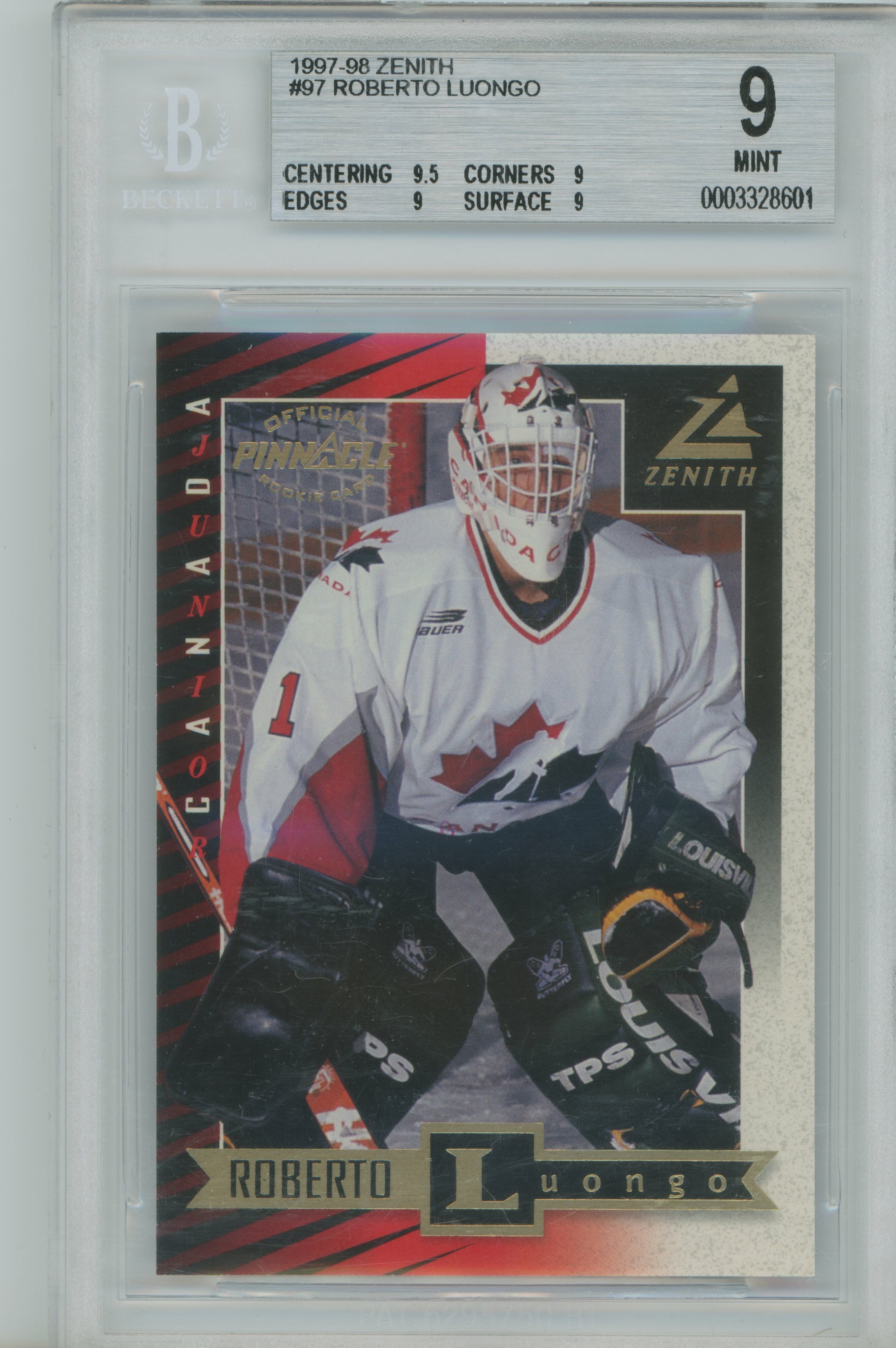 1997-98 Zenith RC Roberto Luongo BGS 9